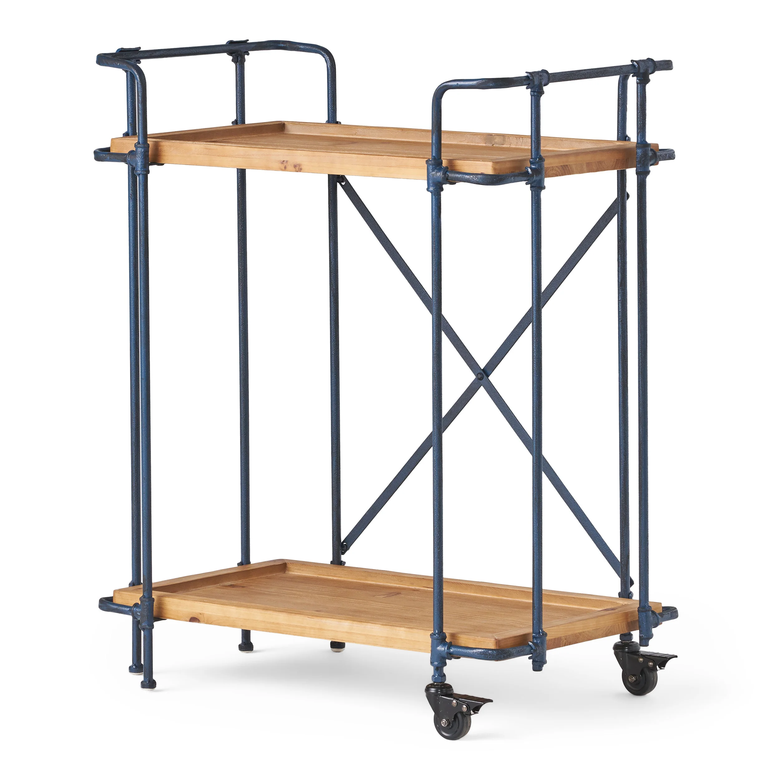 Samara Outdoors Natural Wood Finish Fir Wood and Iron Bar Cart - furnishings