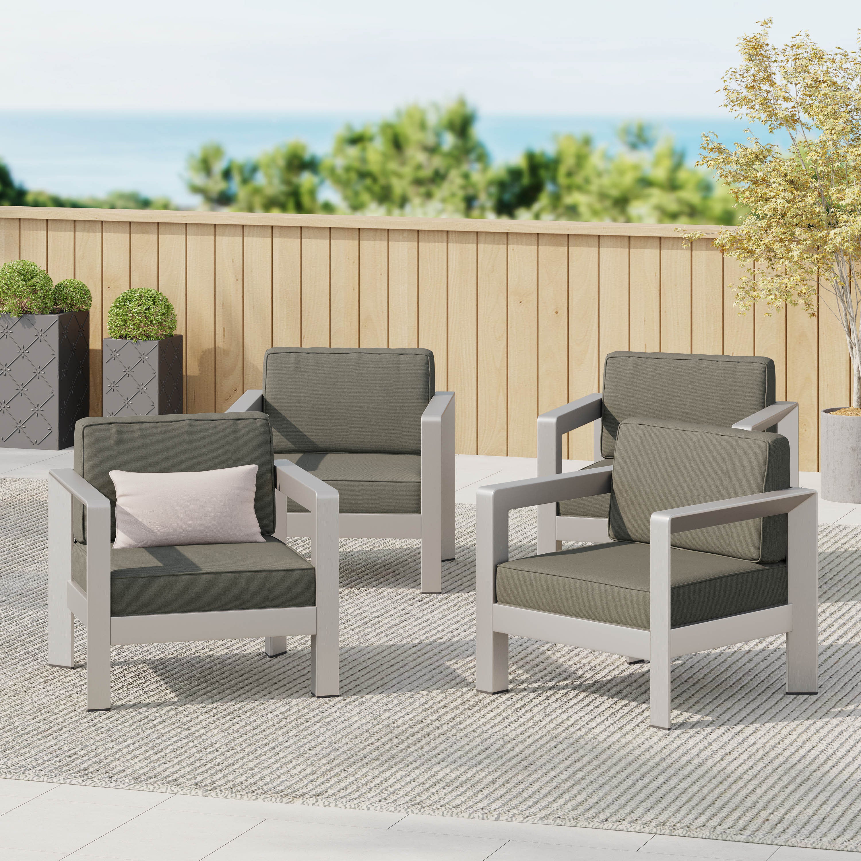 Booth Outdoor Aluminum Club Chairs - furnishings
