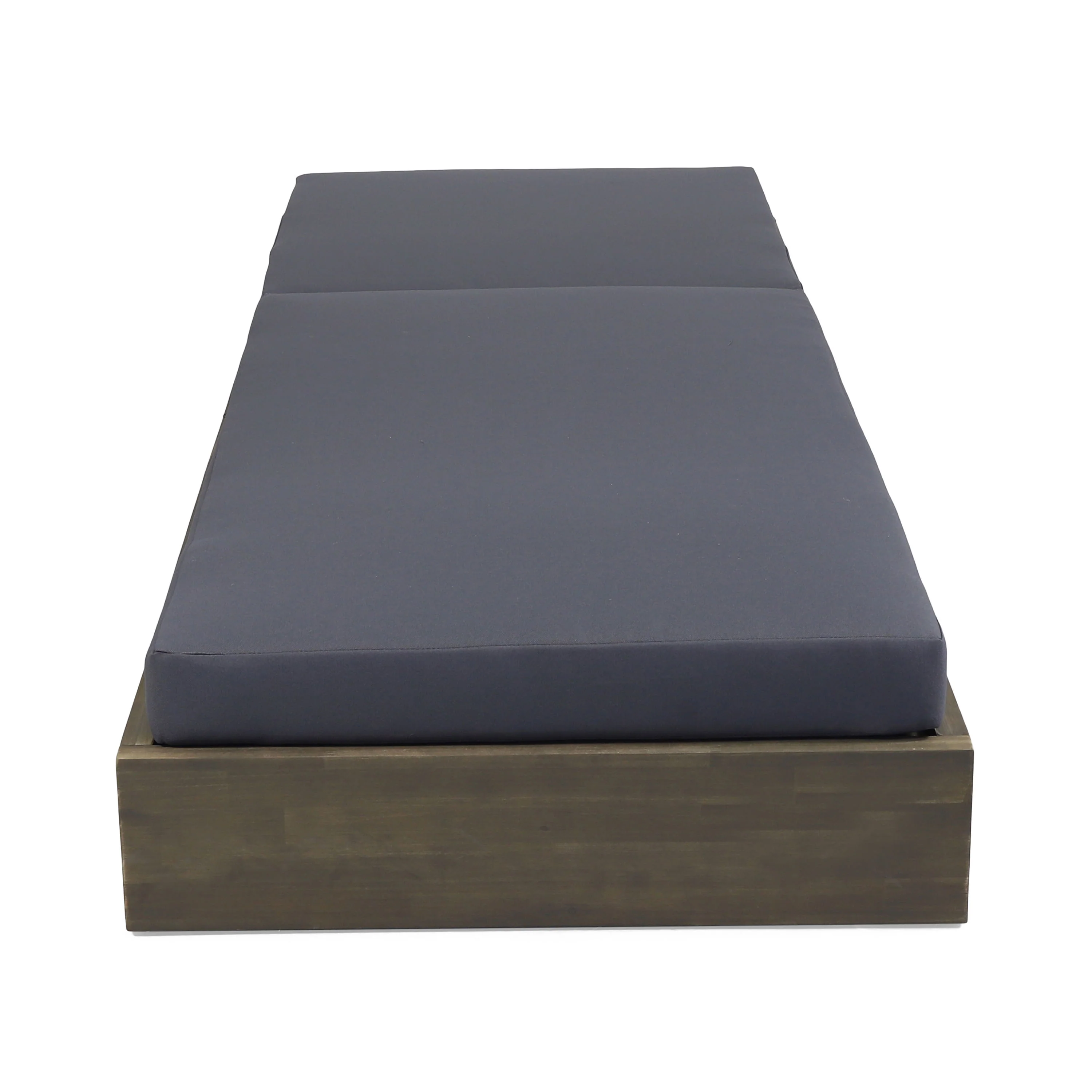 Lindero Outdoor Acacia Wood Armless Adjustable Chaise Lounge with Cushion - furnishings