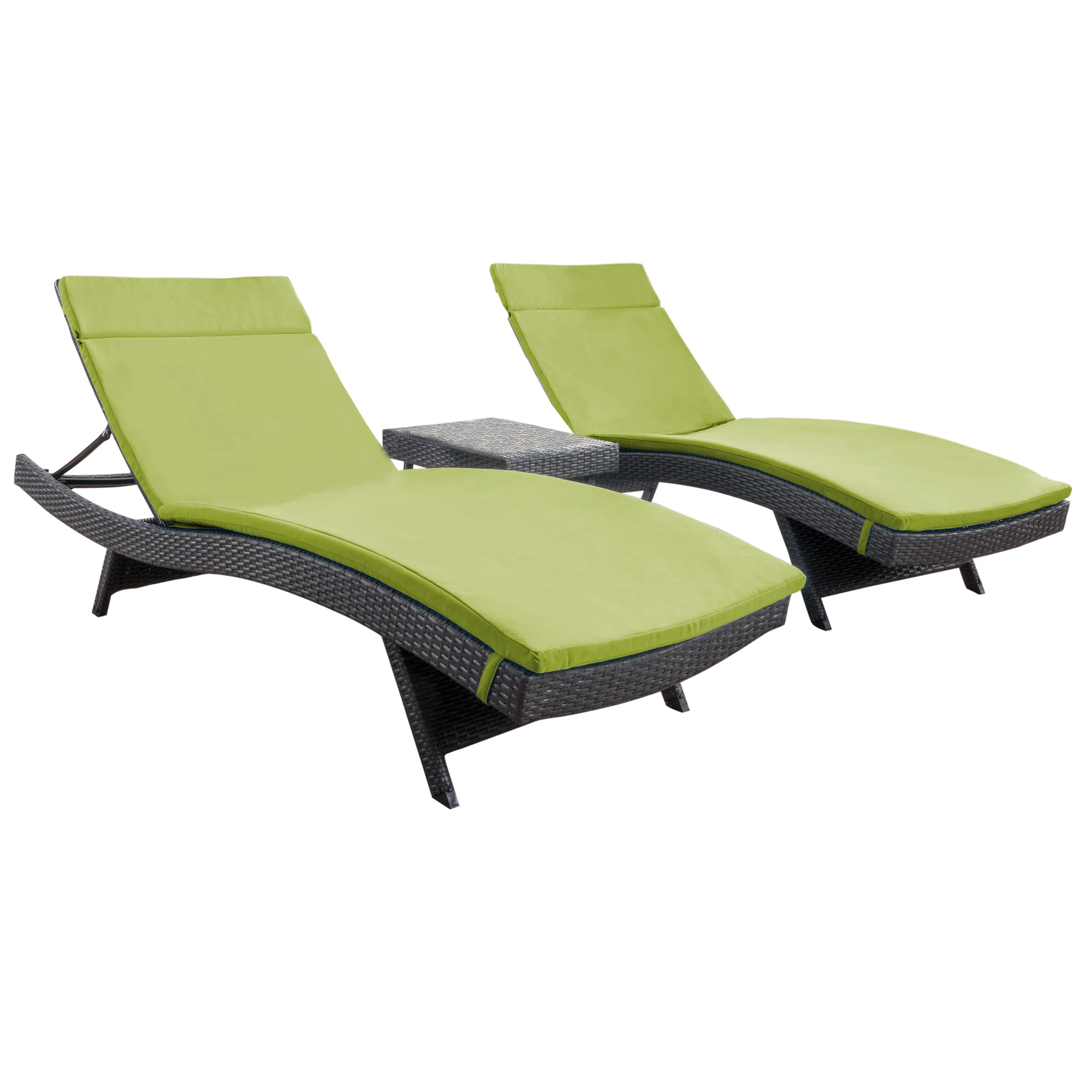 Lakeport 3pc Outdoor Wicker Chaise Lounge Chair & Table Set - furnishings