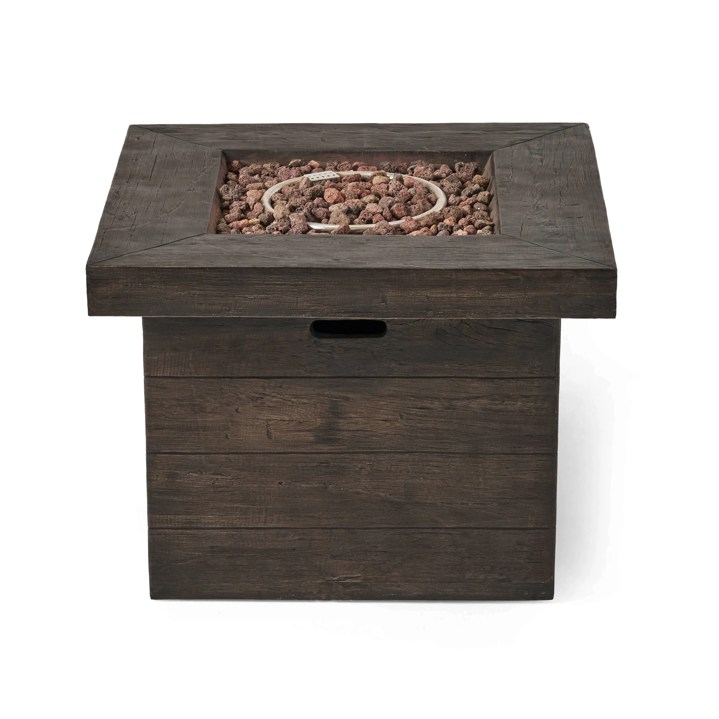 Ollie Outdoor 4-Seater Wicker Print Club Chat Chair Set with Fire Pit - furnishings