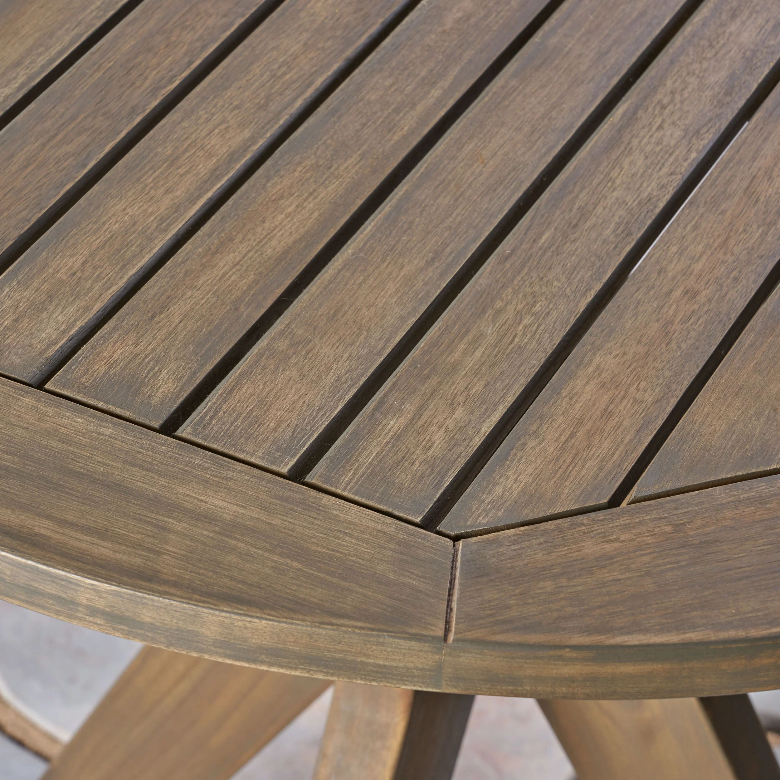 Brigitte Outdoor Round Acacia Wood Bistro Table with X Legs - furnishings