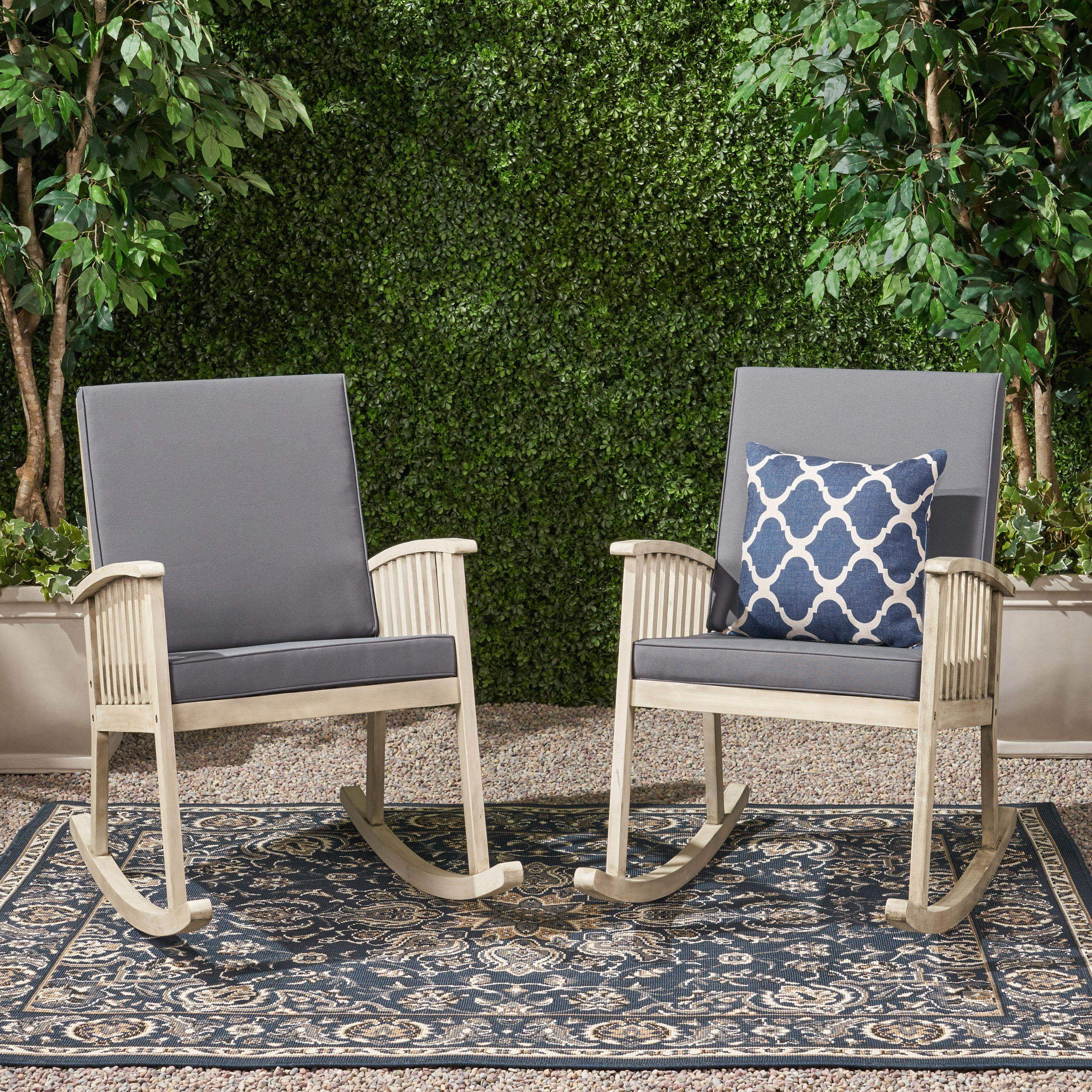 Audrey Outdoor Acacia Wood Rocking Chairs (Set of 2) - furnishings