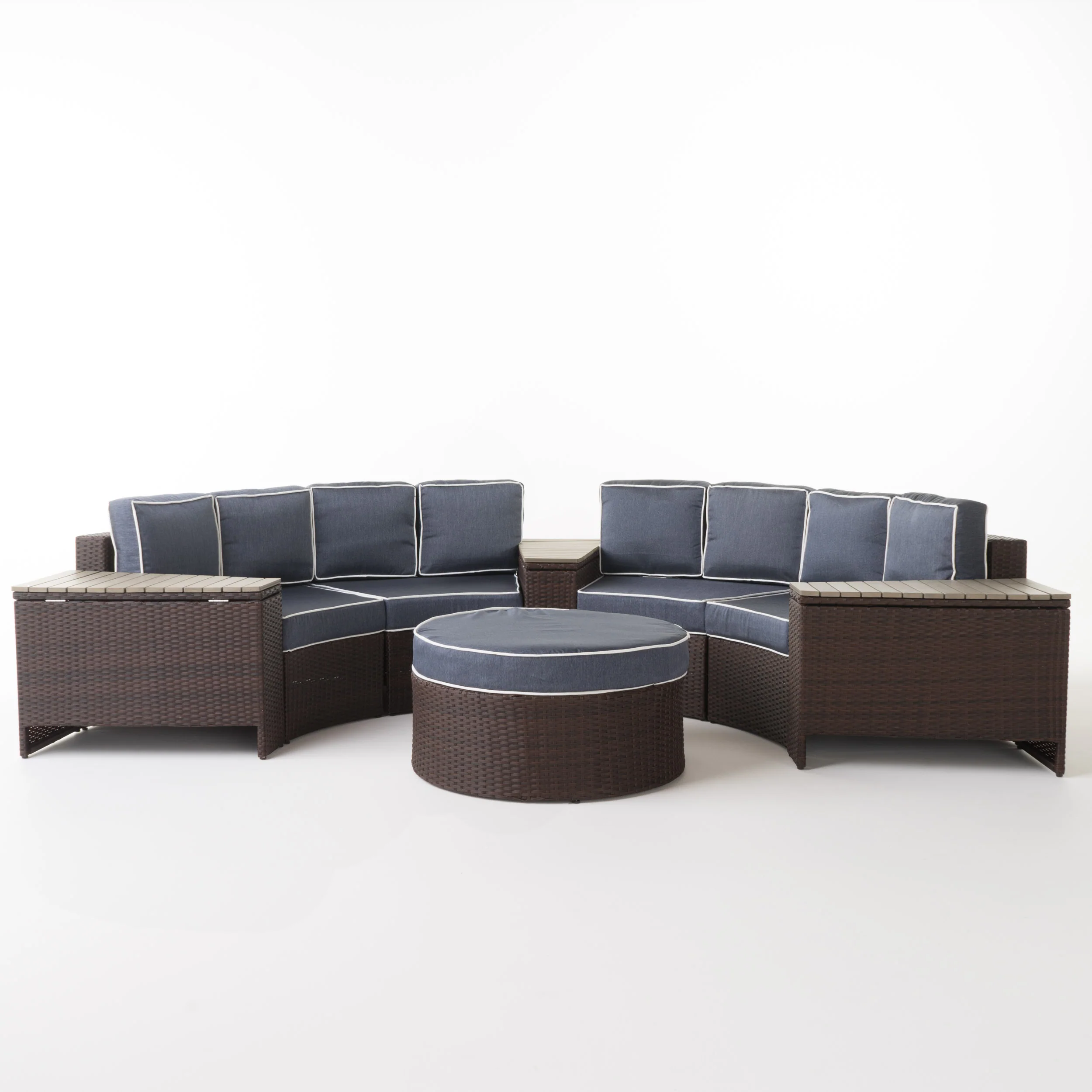 Riviera 8pc Outdoor Sectional Sofa Set w/ Storage Trunks - furnishings