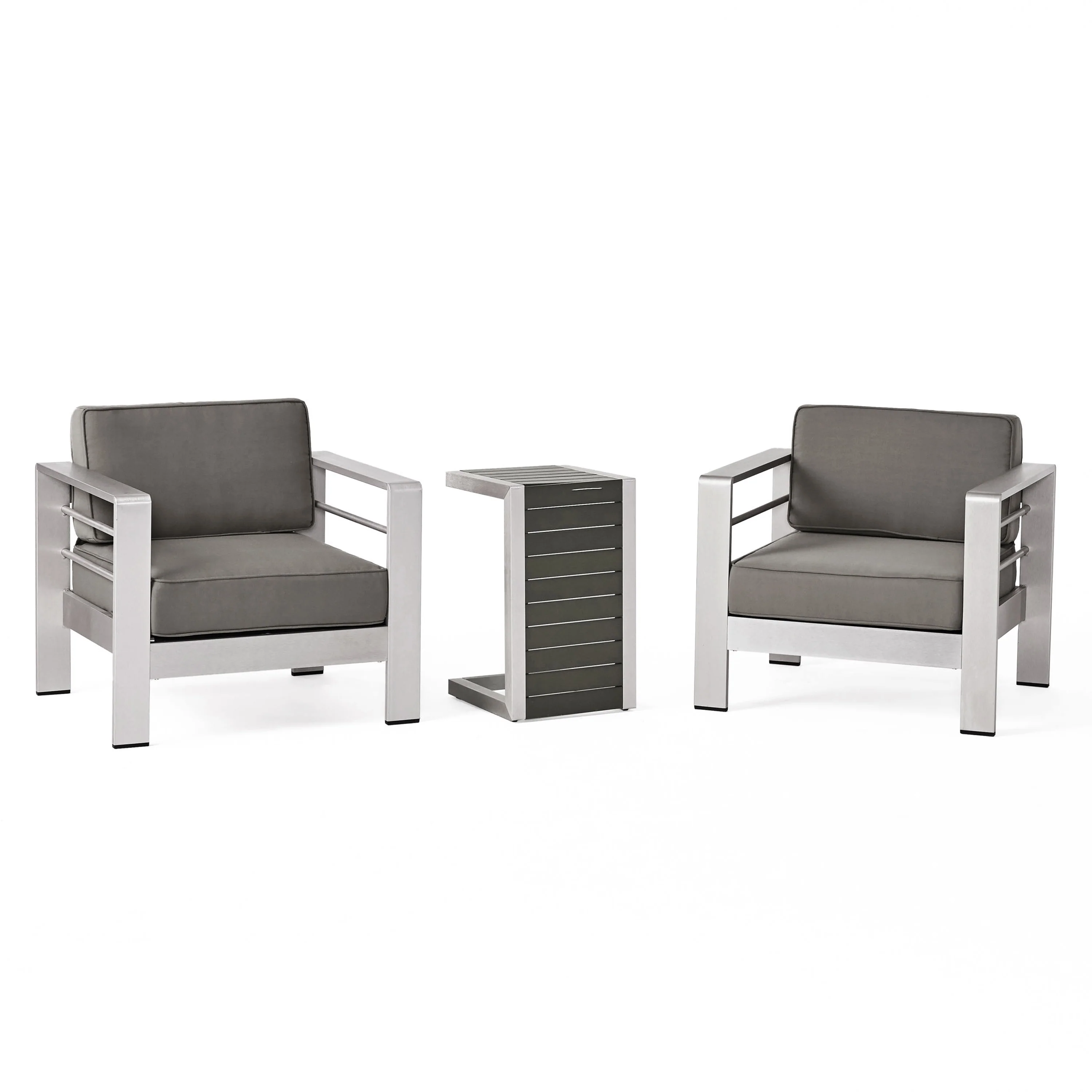 Coral Bay Outdoor Aluminum Club Chairs with Side Table - furnishings