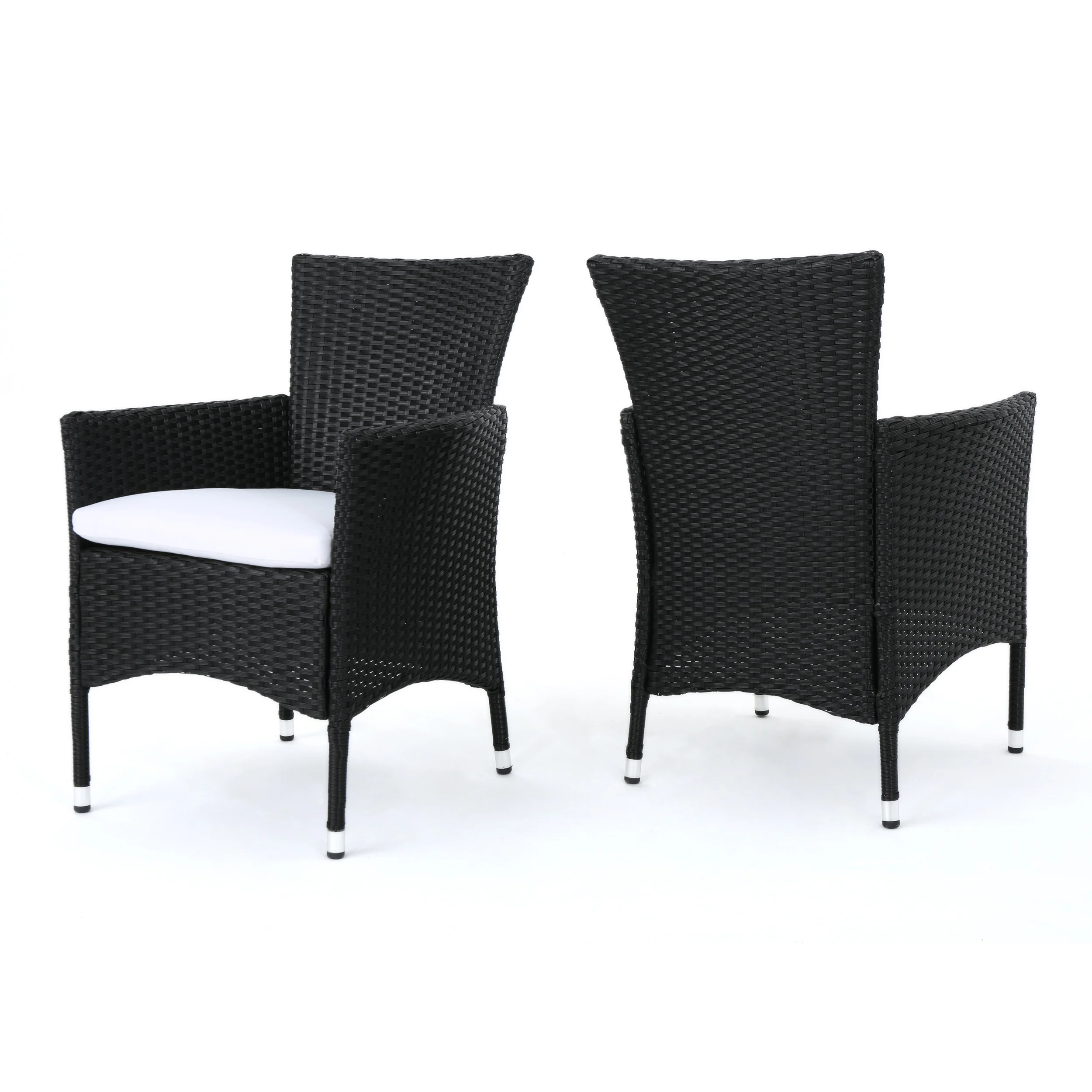 Clementine Outdoor Wicker Dining Chairs with Water Resistant Cushions - Set of 2 - furnishings