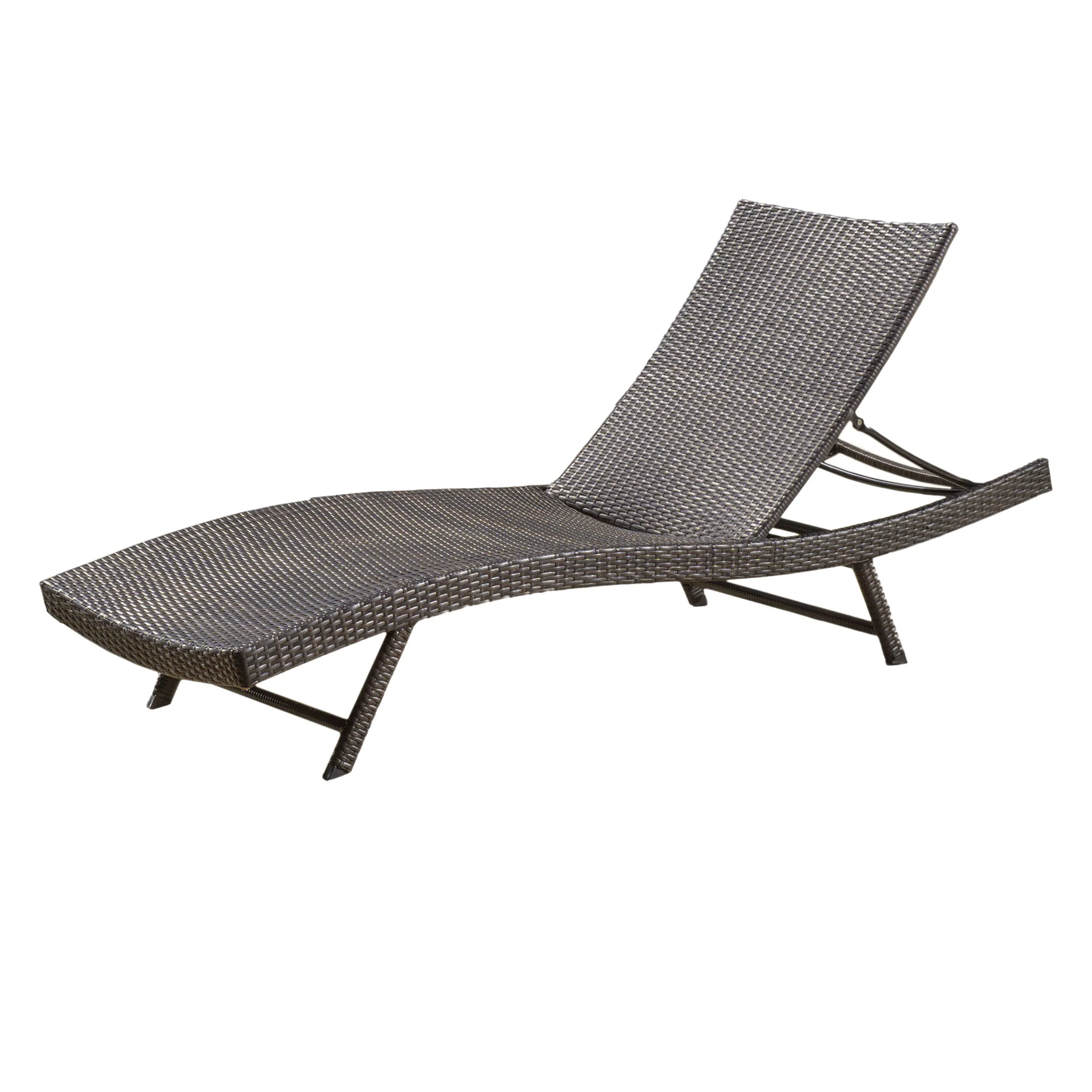 Eliana Outdoor Brown Wicker Adjustable Chaise Lounge Chair - furnishings