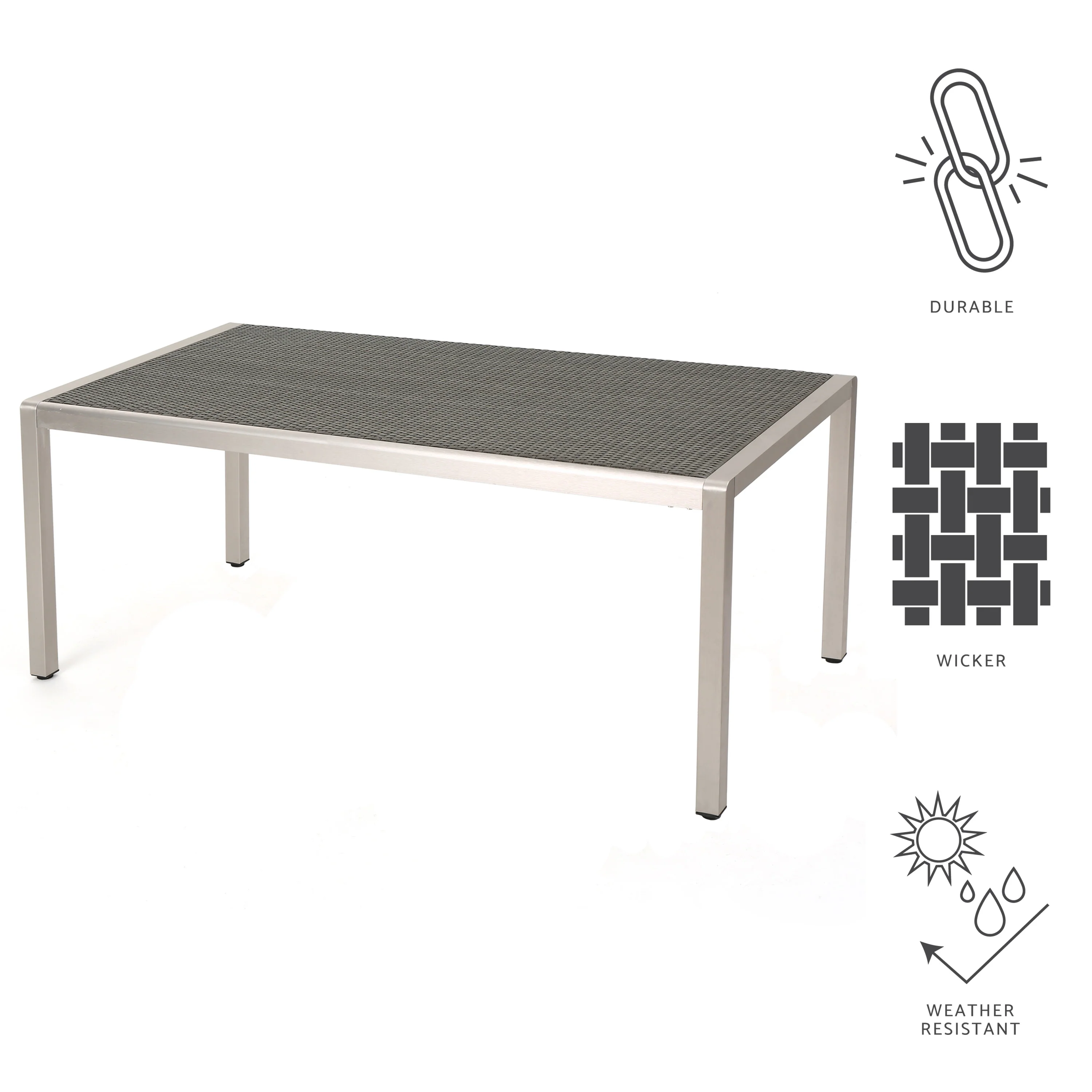 Coral Bay Outdoor Aluminum Dining Table w/ Wicker Top - furnishings