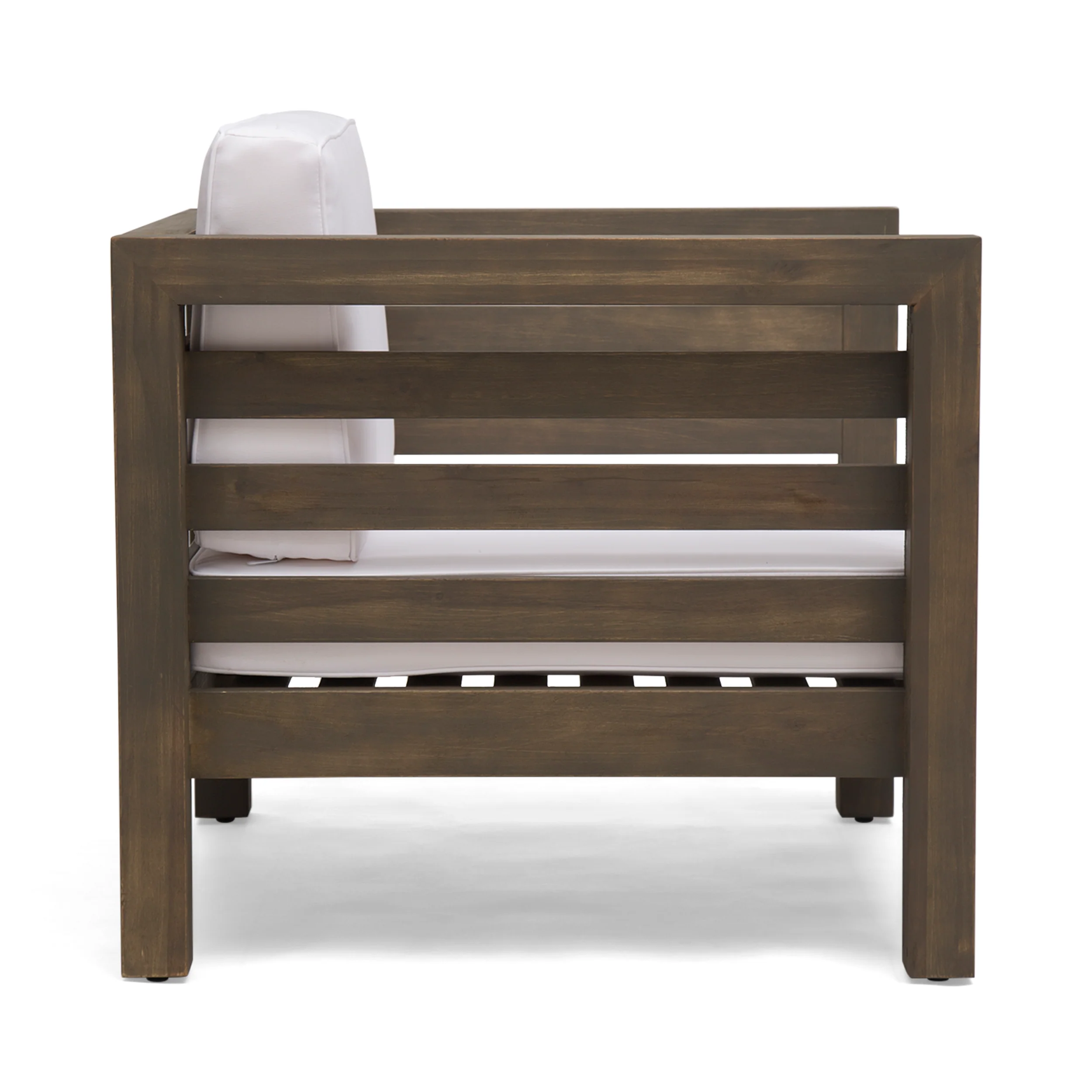 Louise Outdoor Acacia Wood Club Chairs with Cushions (Set of 2) - furnishings