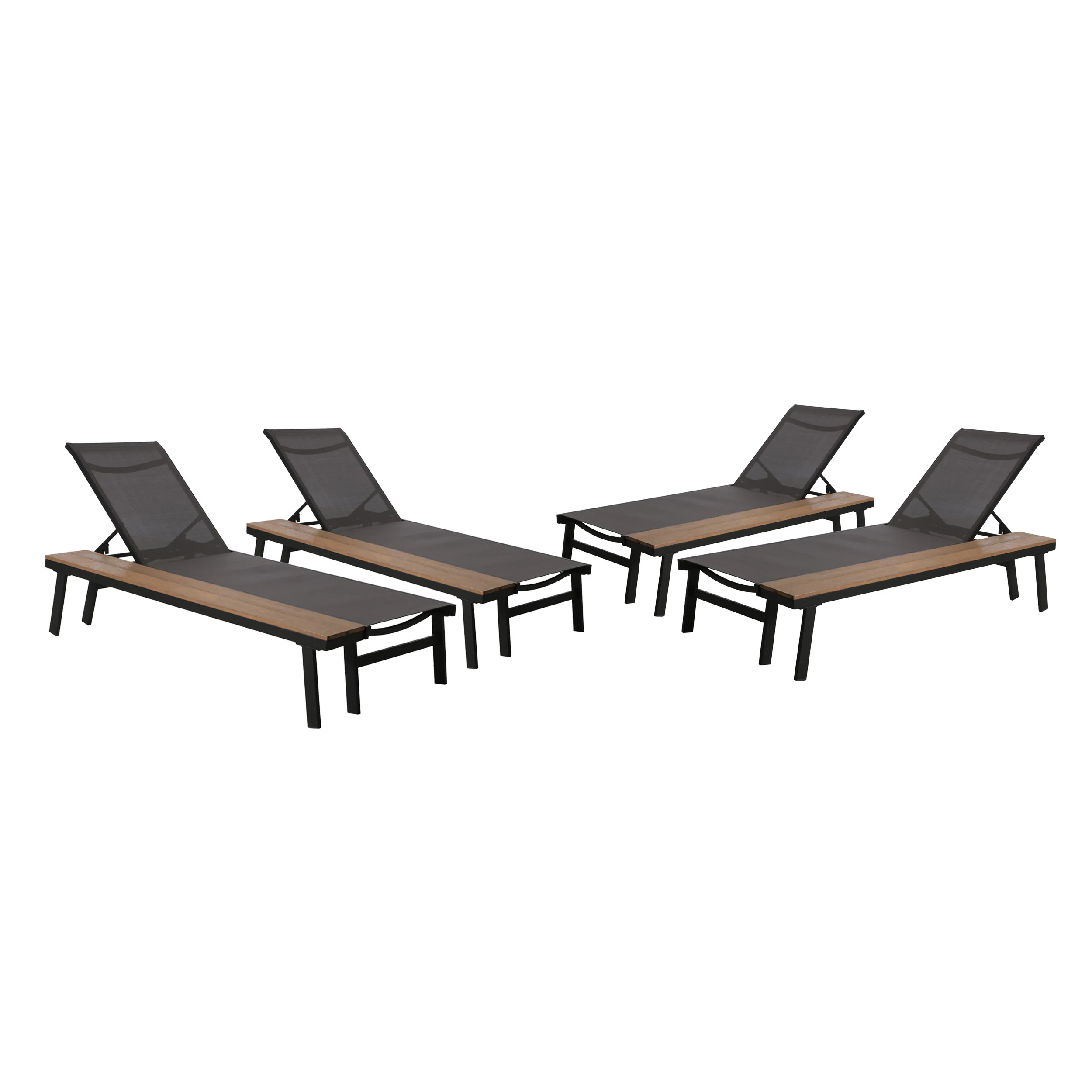John Outdoor Mesh and Aluminum Chaise Lounge with Side Table - furnishings