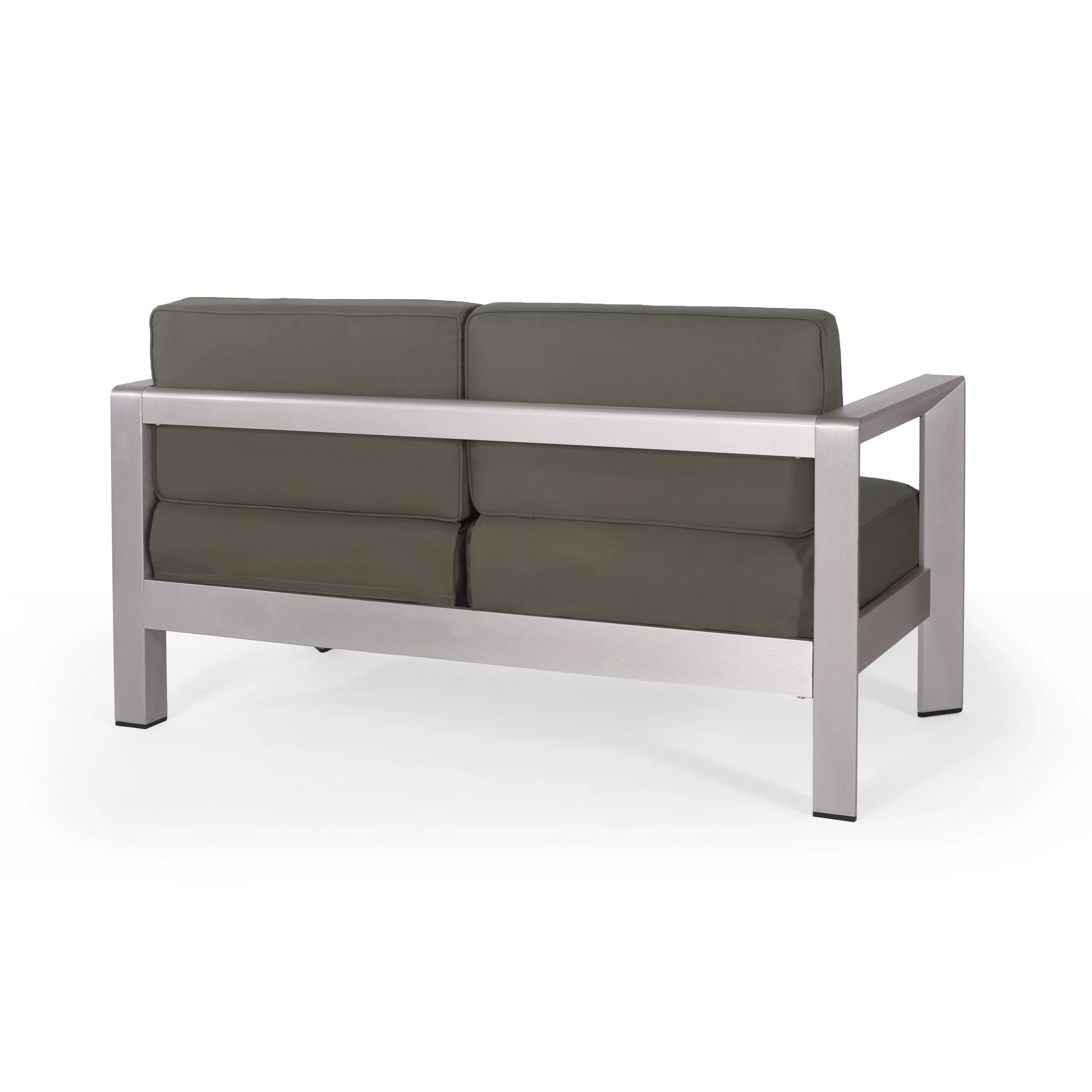 Booth Outdoor 4-Seater Aluminum Chat Set with Tempered Glass-Topped Coffee Table - furnishings