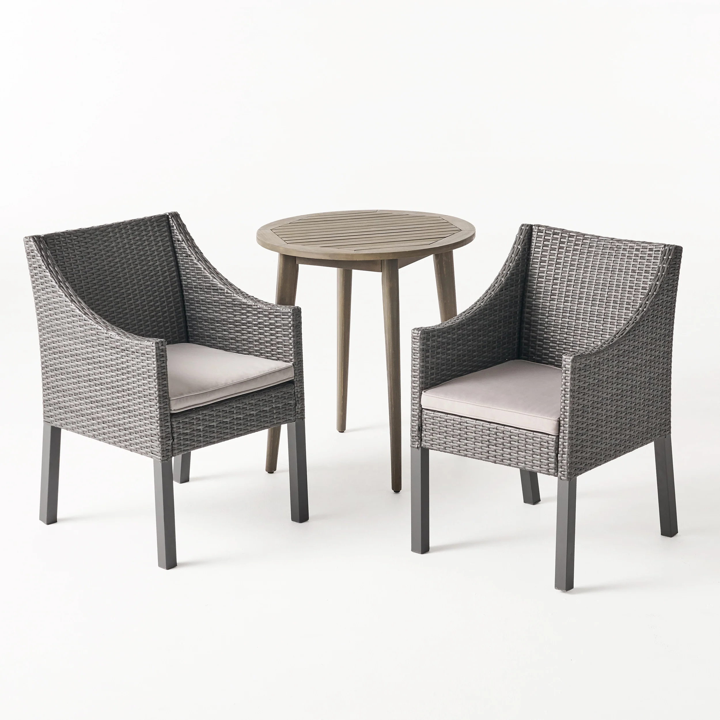 Jean Outdoor 3 Piece Wood  and Wicker Bistro Set - furnishings