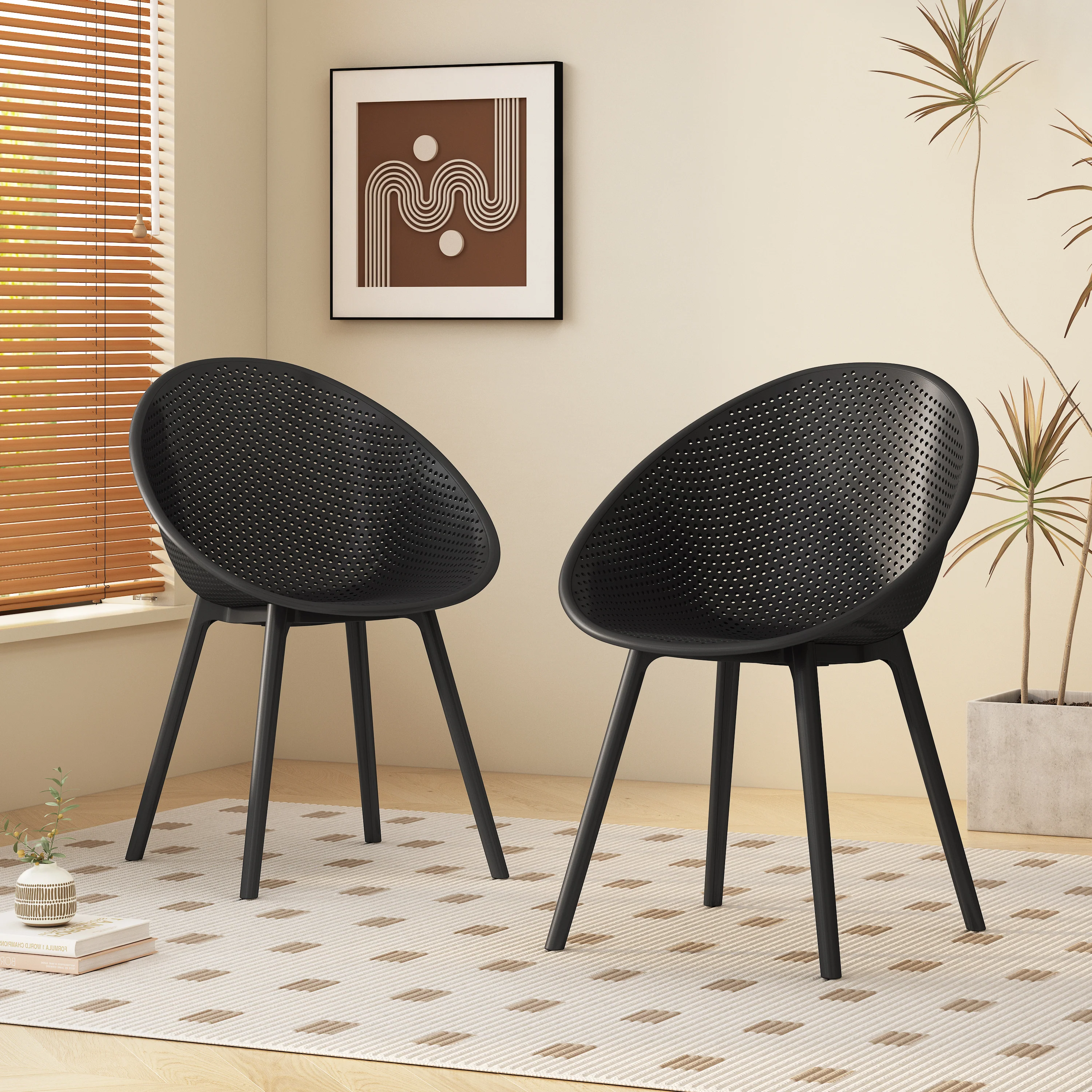 Indoor & Outdoor Polypropelene Plastic Gable Dining Chair, Set of 2 - furnishings