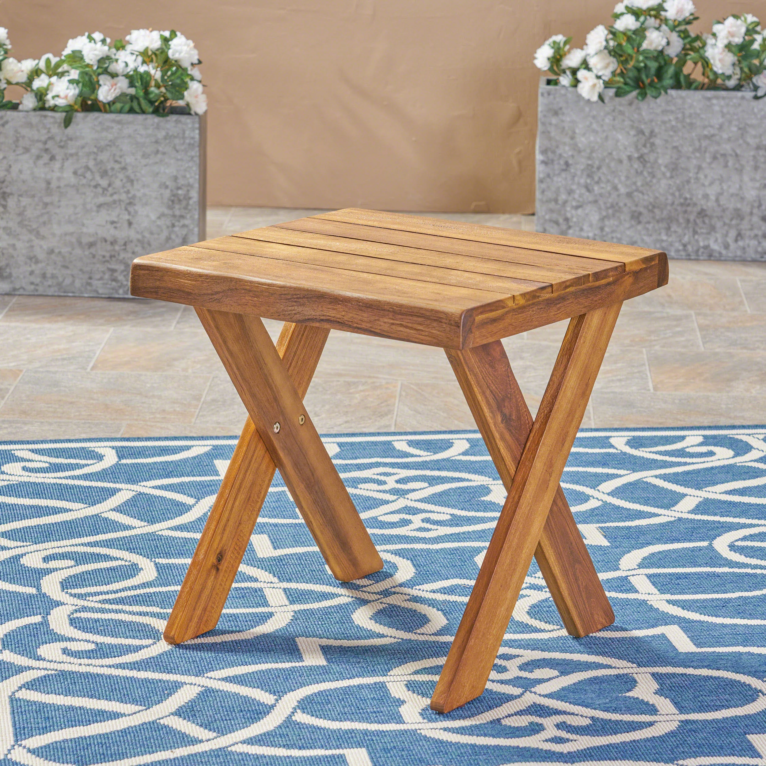 Irene Outdoor Acacia Wood Side Table - furnishings