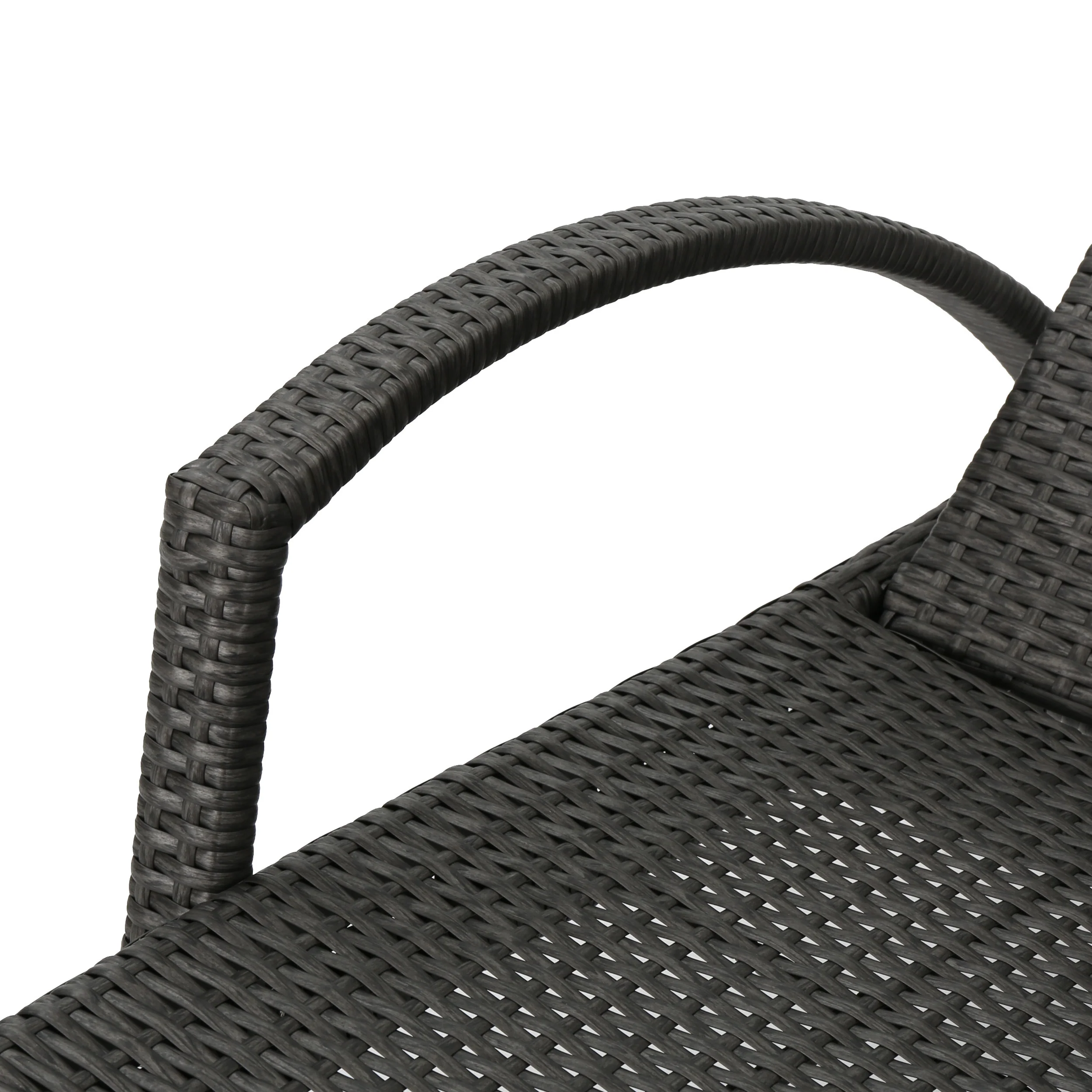 Solaris Outdoor Grey Wicker Armed Chaise Lounge w/ Water Resistant Cushion - furnishings