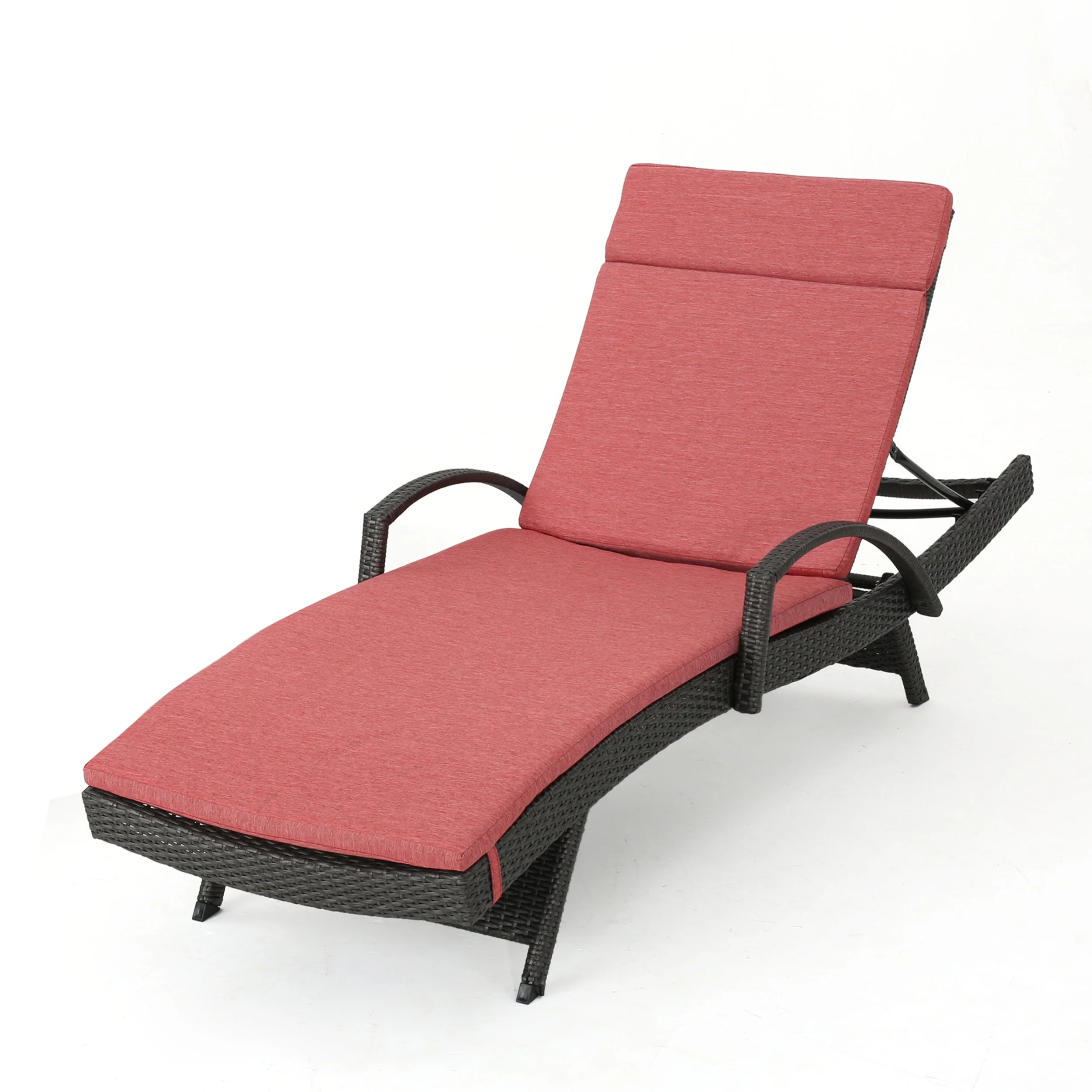 Solaris Outdoor Grey Wicker Armed Chaise Lounge w/ Water Resistant Cushion - furnishings