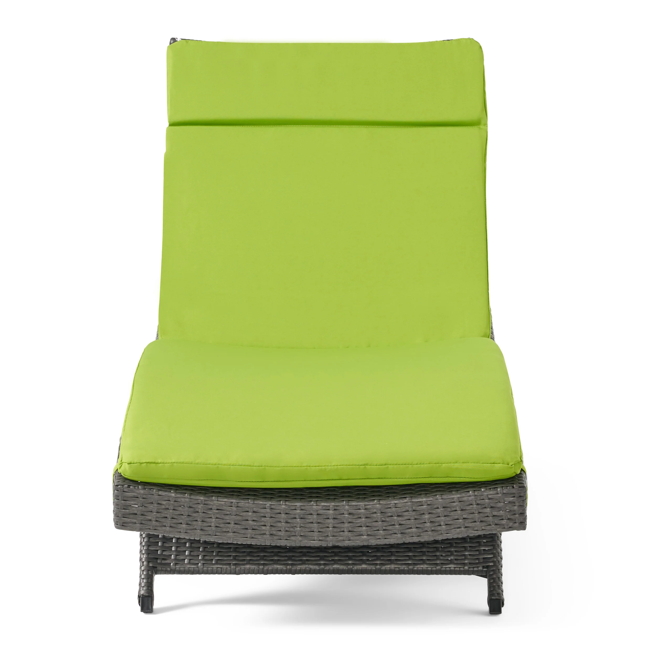 Nassau Outdoor Grey Wicker Adjustable Chaise Lounge with Cushion - furnishings