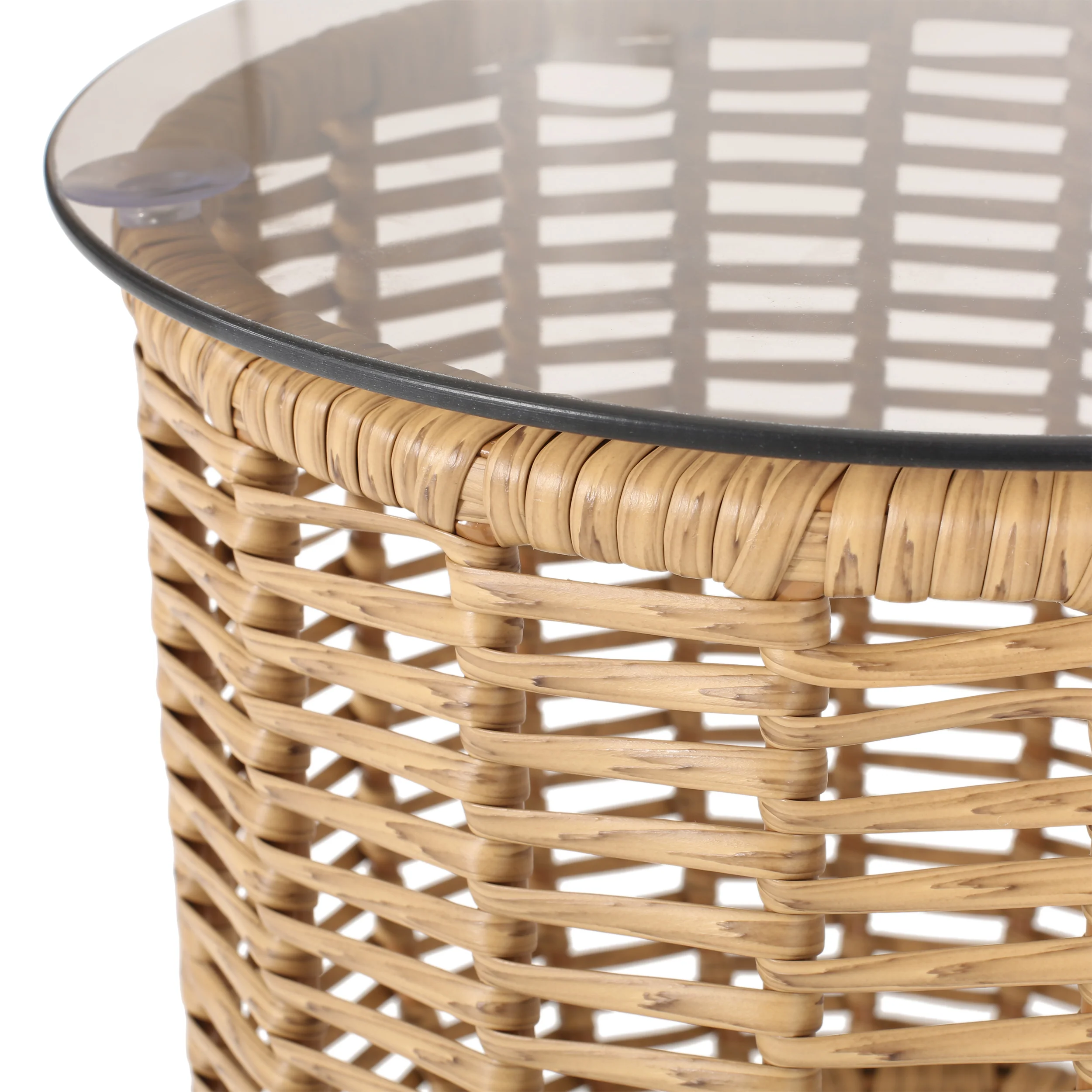 Herbert Outdoor Wicker 3 Piece Chat Set with Side Table - furnishings