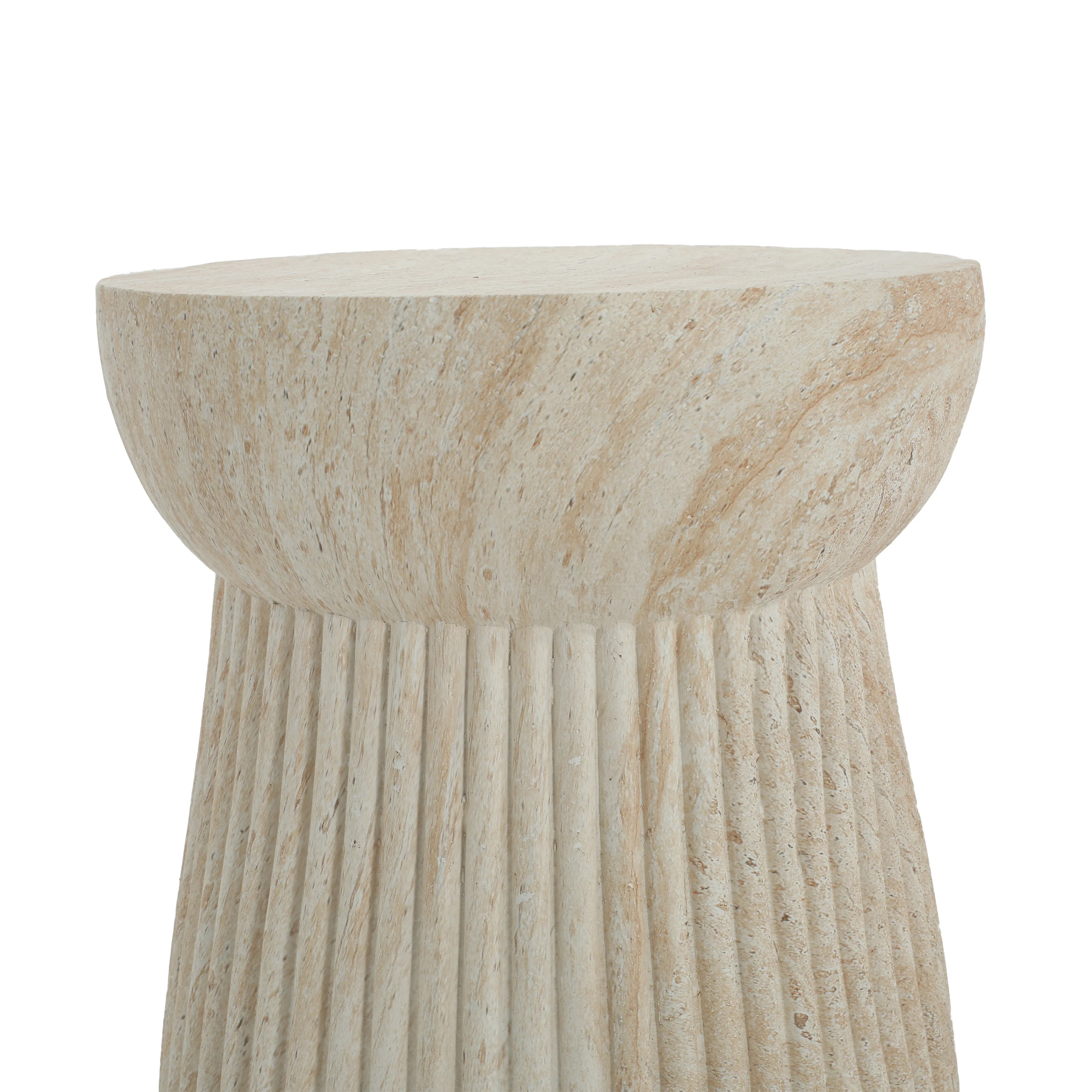 Isoldee Travertine Concrete Side Table - furnishings