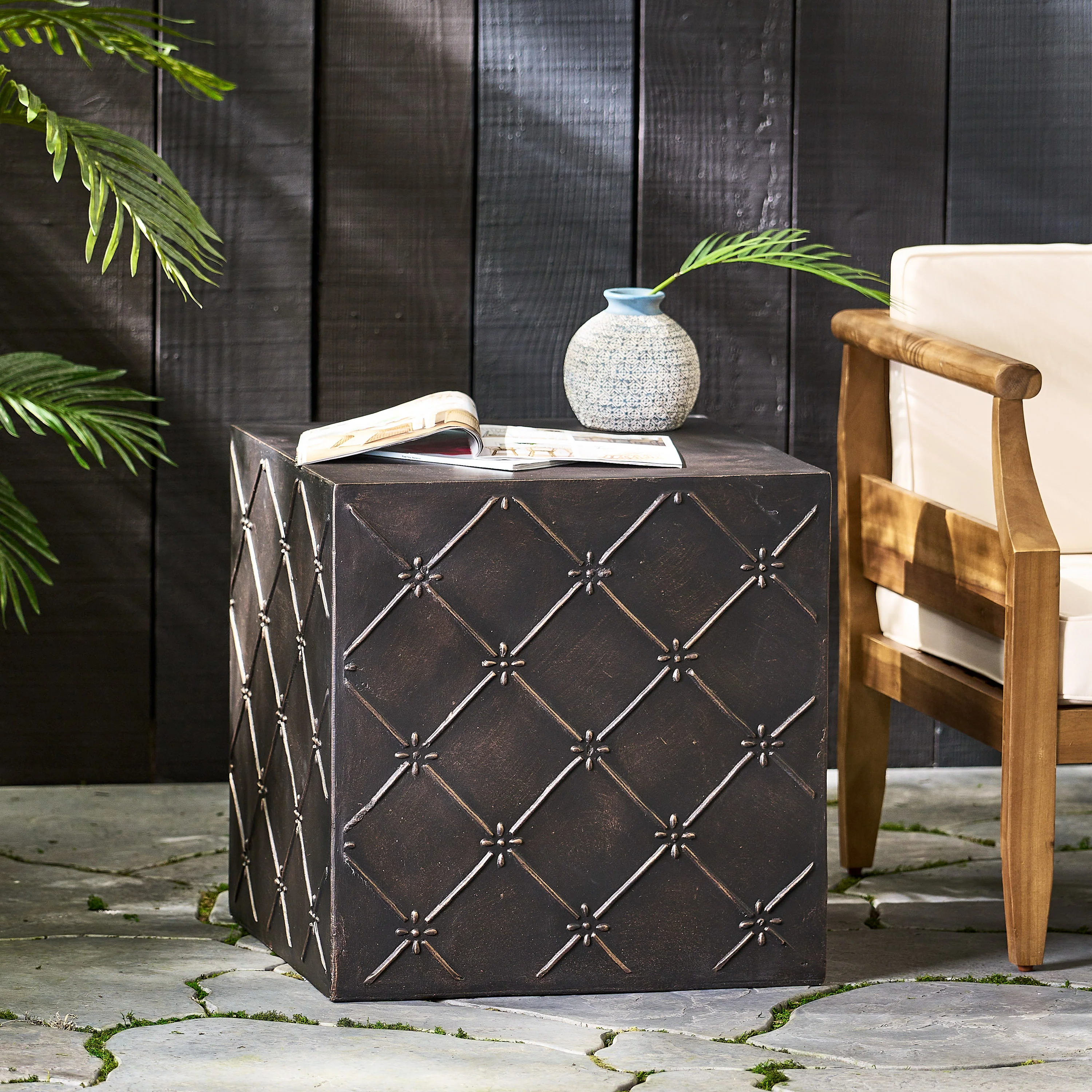 Baxton Outdoor Lightweight Concrete Side Table - furnishings