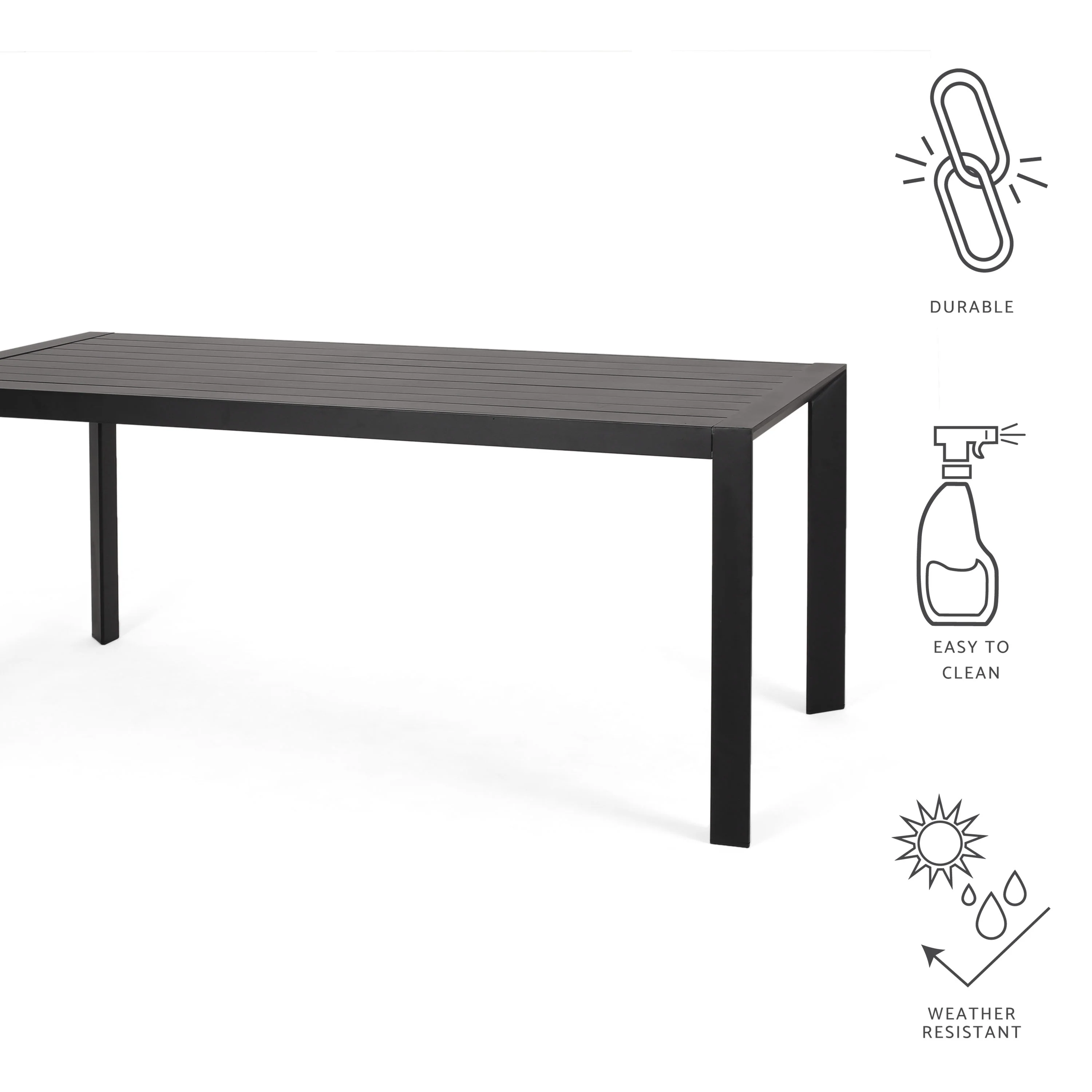 Bellomy Outdoor Aluminum Dining Table, Black - furnishings
