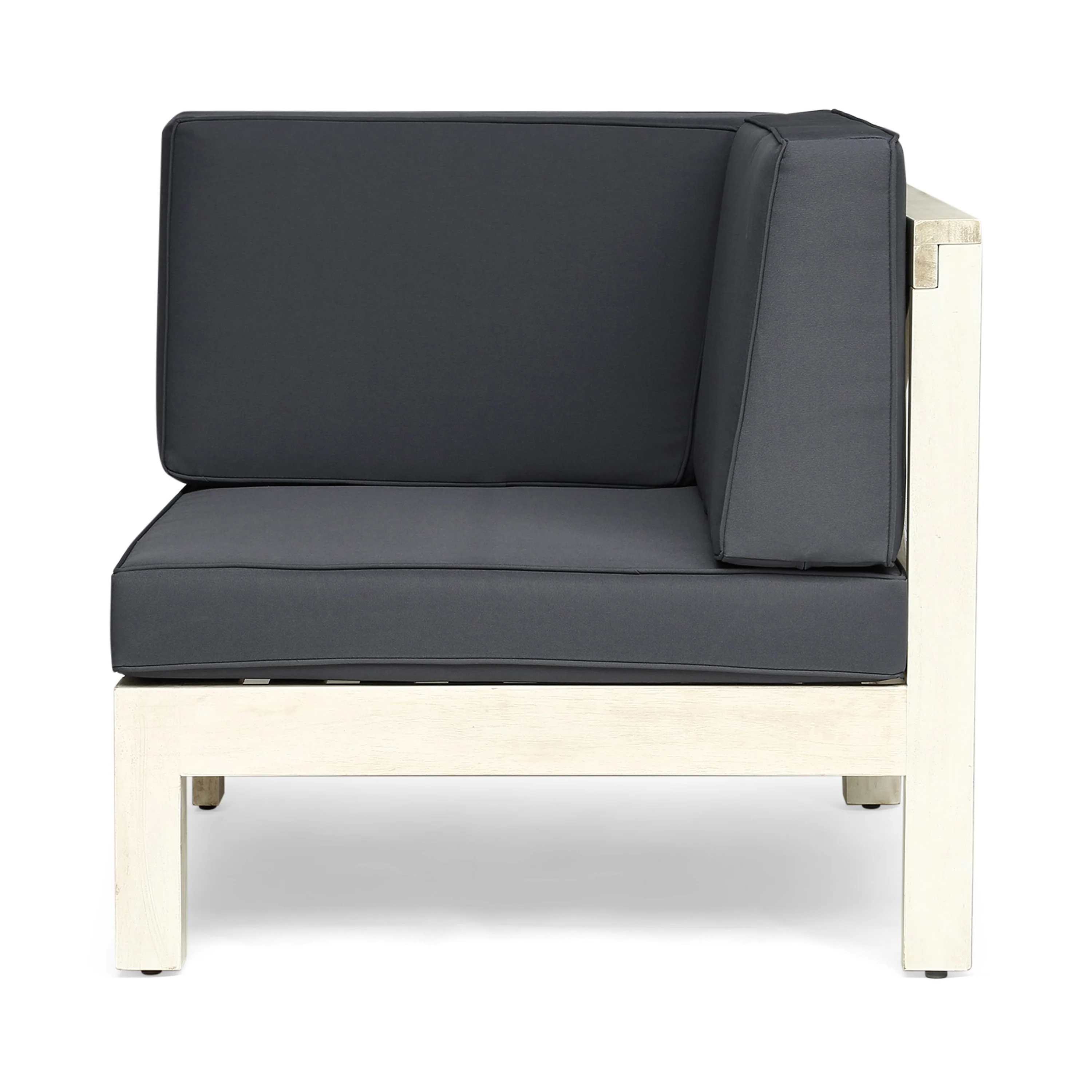 Dawson Outdoor Sectional Love Seat Set with Coffee Table - 3-Piece 2-Seater - Acacia Wood - Outdoor Cushions - furnishings