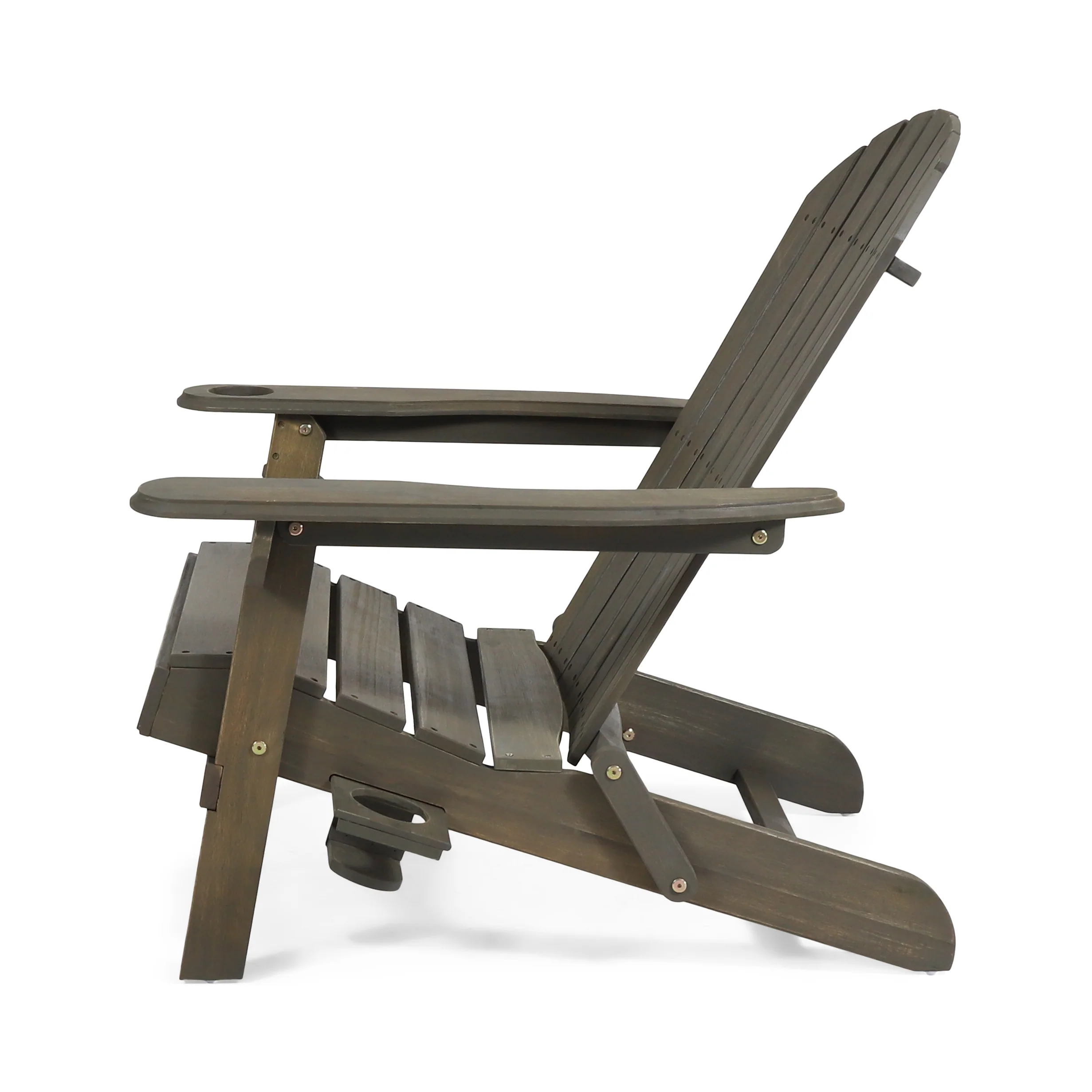 Kandyce Outdoor Acacia Wood Folding Adirondack Chair With Cup Holder - furnishings
