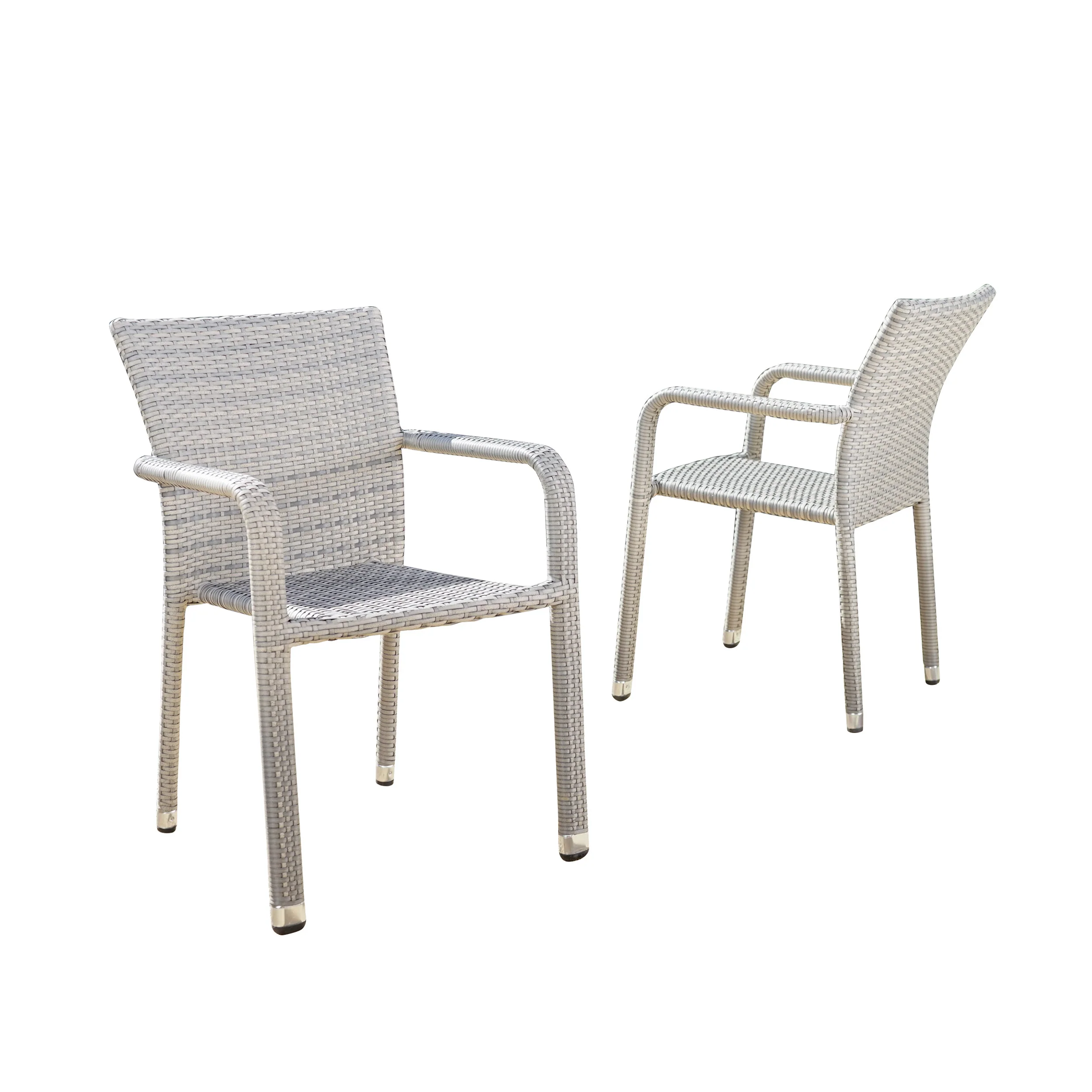 Dylan Outdoor Wicker Armed Aluminum Framed Stack Chairs (Set of 2) - furnishings