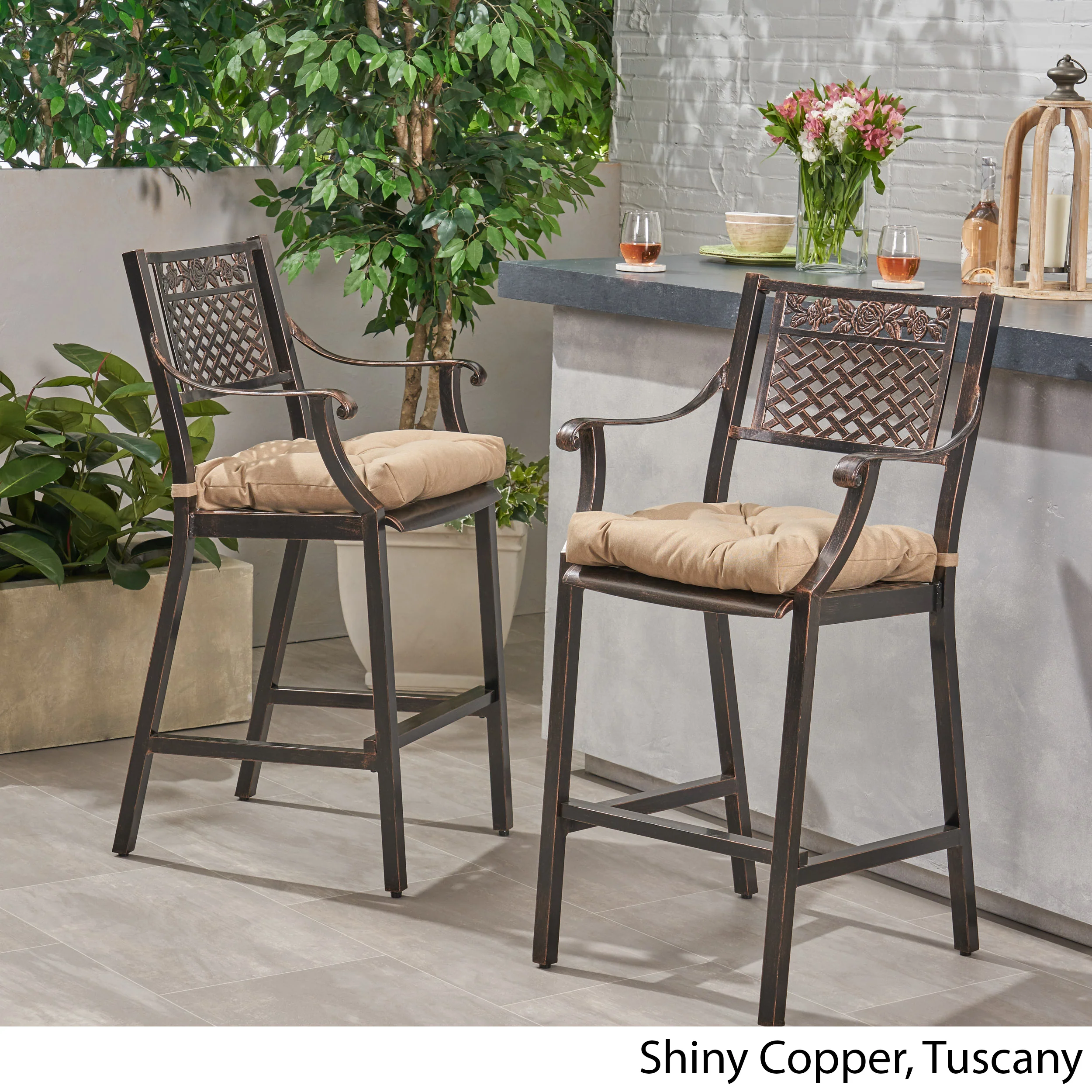 Vista Outdoor Barstool with Cushion (Set of 2) - furnishings