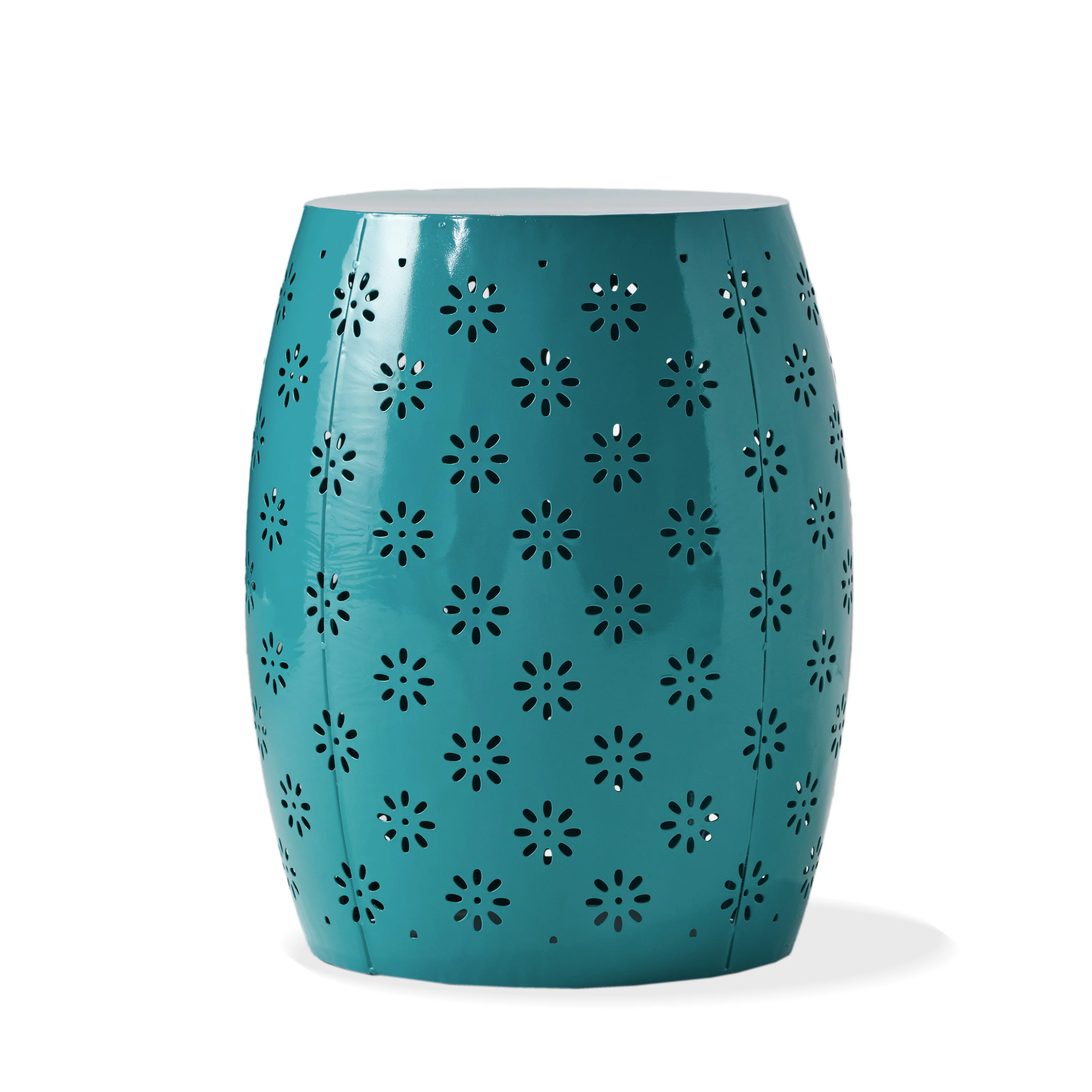 Breeze Outdoor Modern Floral Lace-Cut Metal Accent Side Table - furnishings