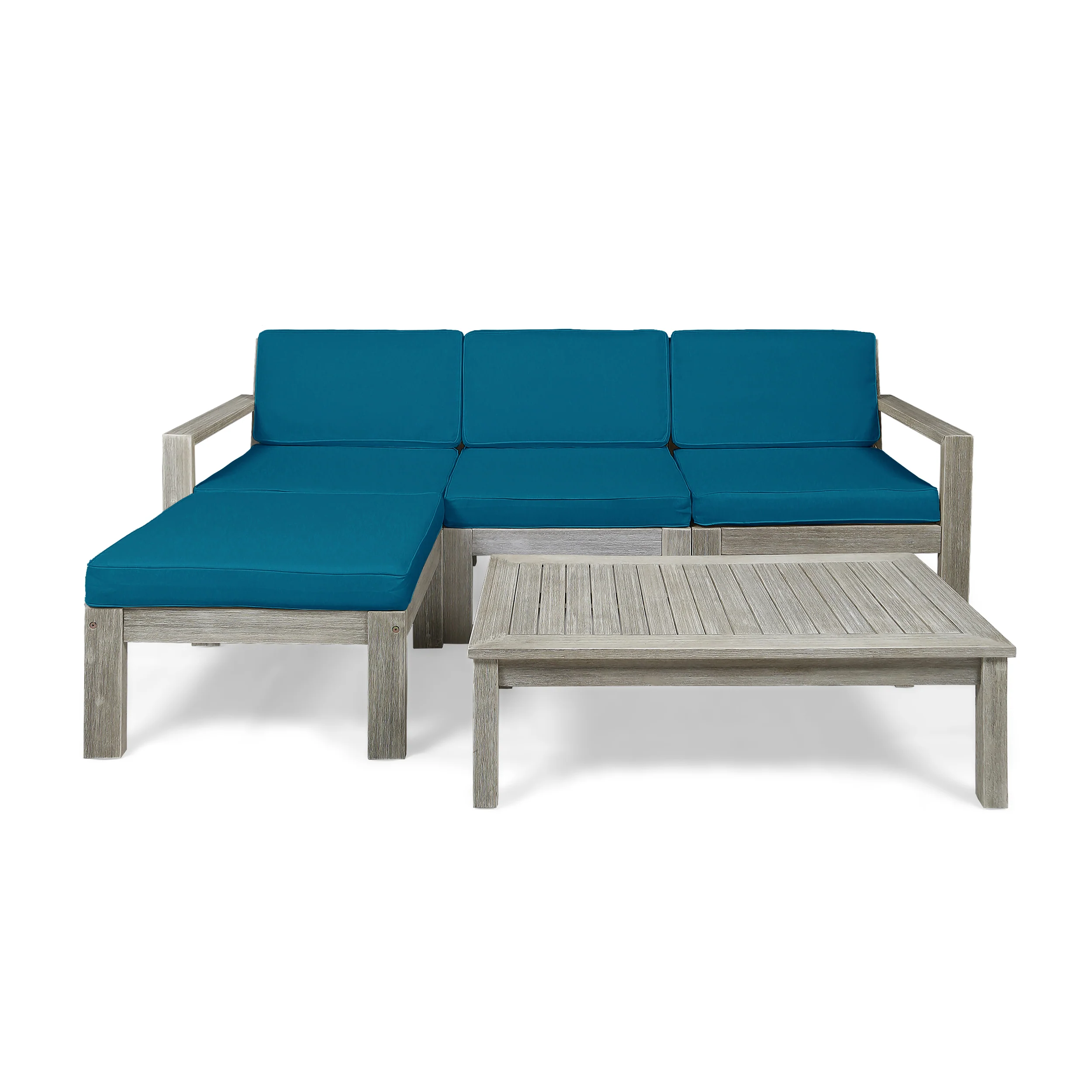 Makayla Ana Outdoor 3 Seater Acacia Wood Sofa Sectional with Cushions - furnishings