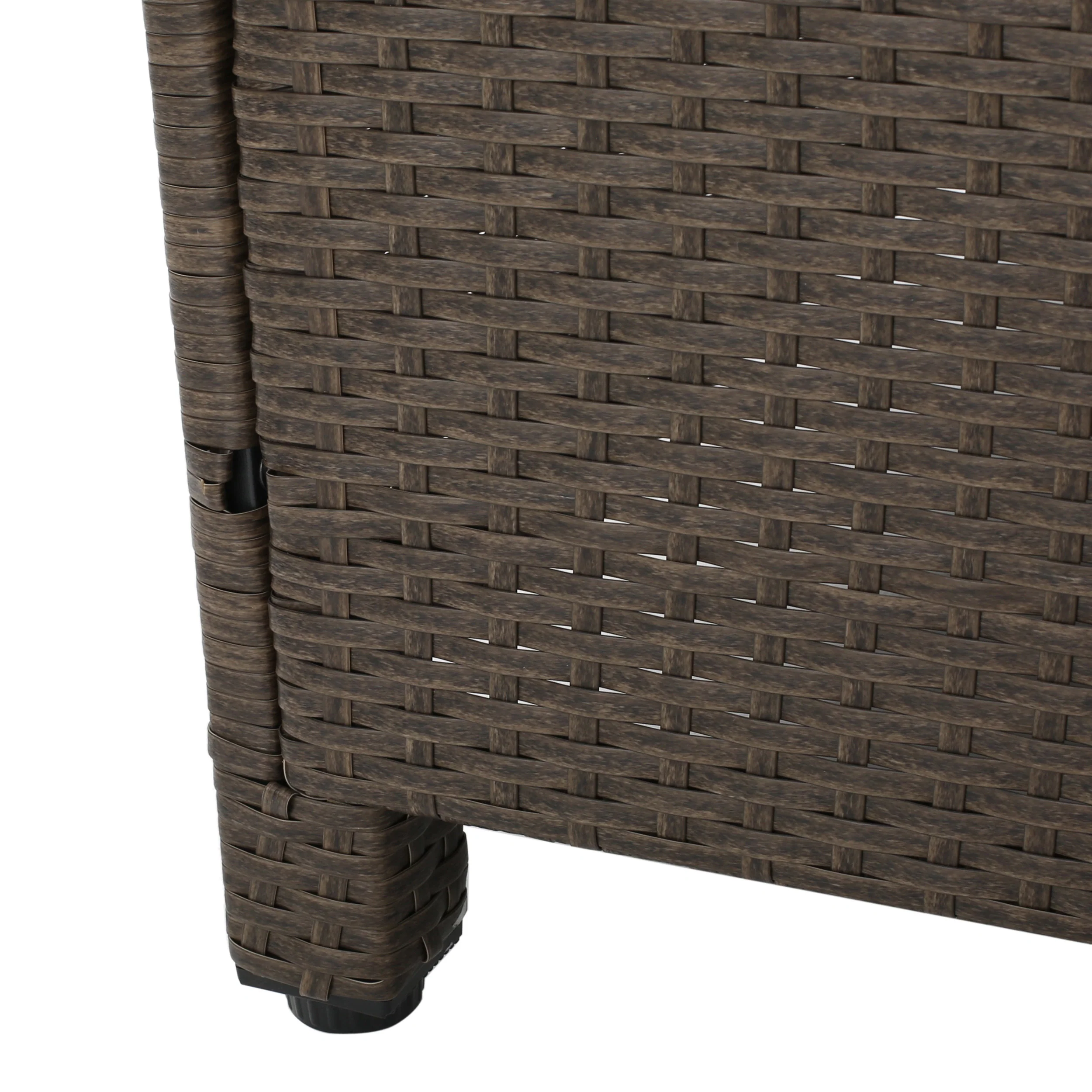Budva Outdoor L-shape Brown Wicker Sofa w/ Ceramic Gray Cushions - furnishings