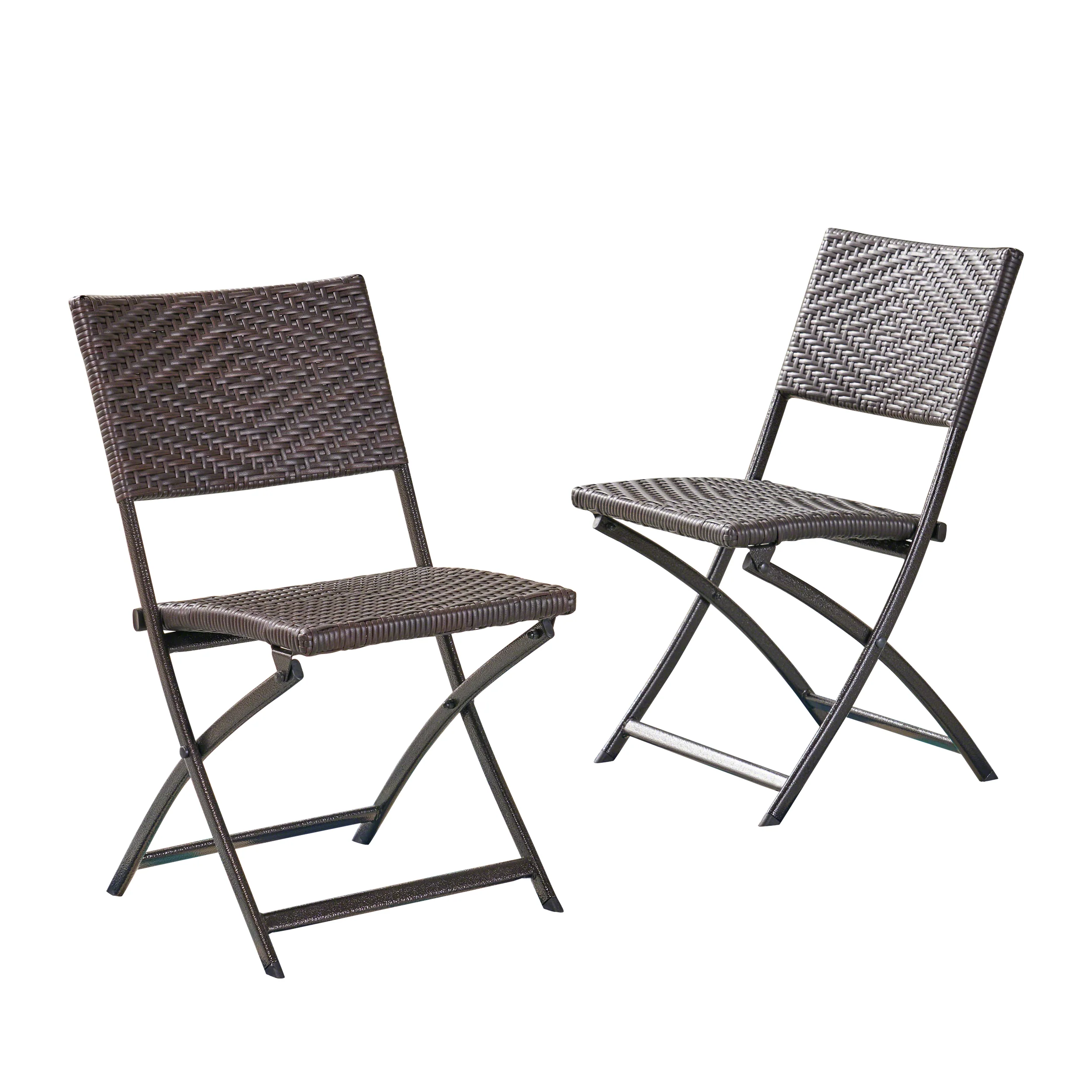 Jason Outdoor Brown Wicker Folding Chair (Set of 2) - furnishings