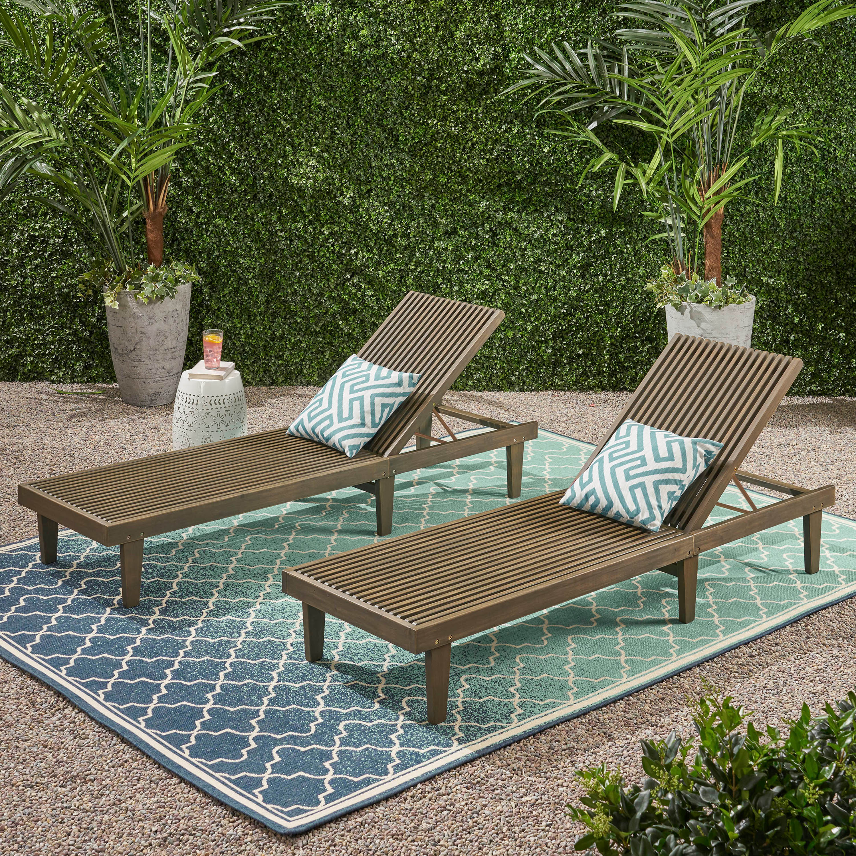 Addisyn Outdoor Wooden Chaise Lounge (Set of 2) - furnishings