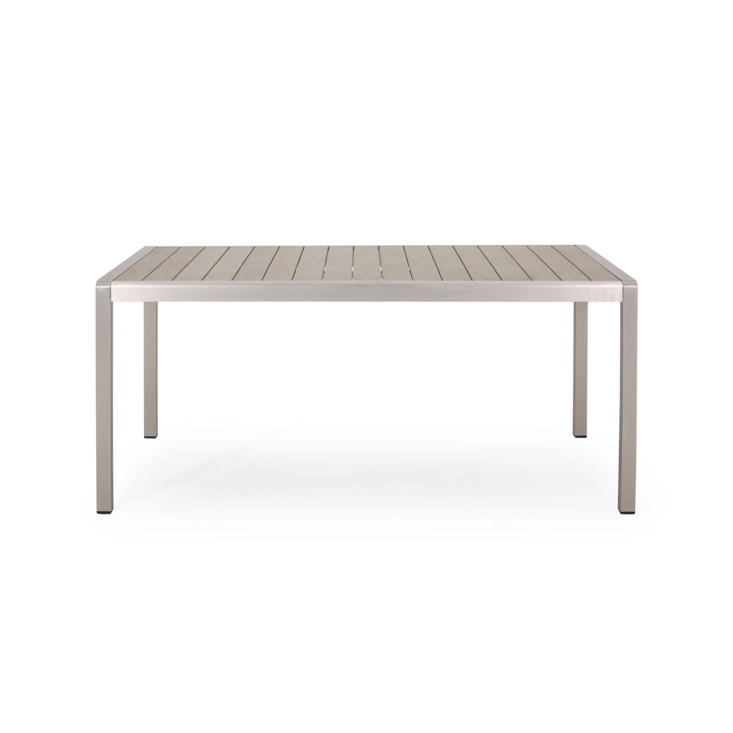 Cherie Outdoor Modern Aluminum Dining Table with Faux Wood Table Top - furnishings