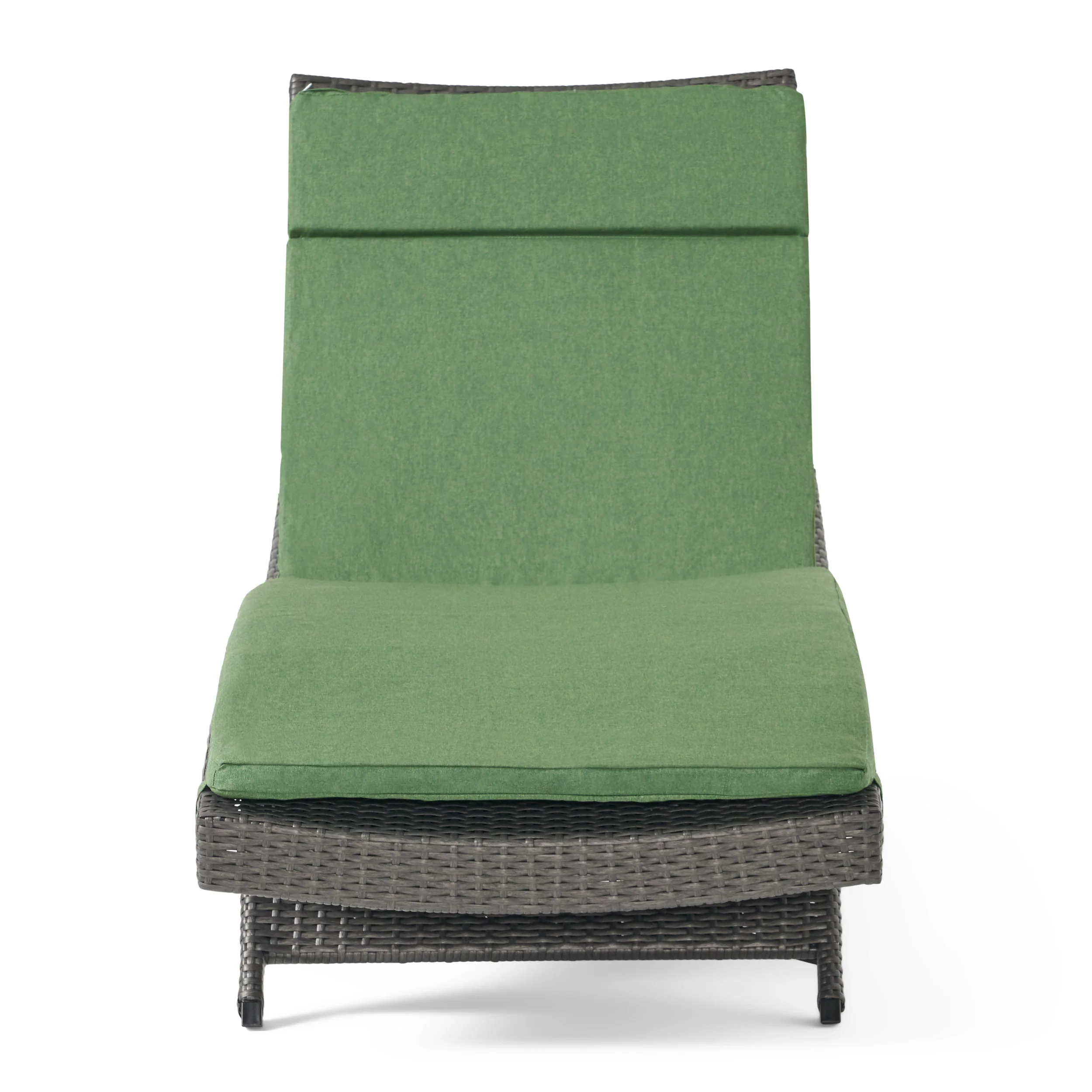 Nassau Outdoor Grey Wicker Adjustable Chaise Lounge with Cushion - furnishings