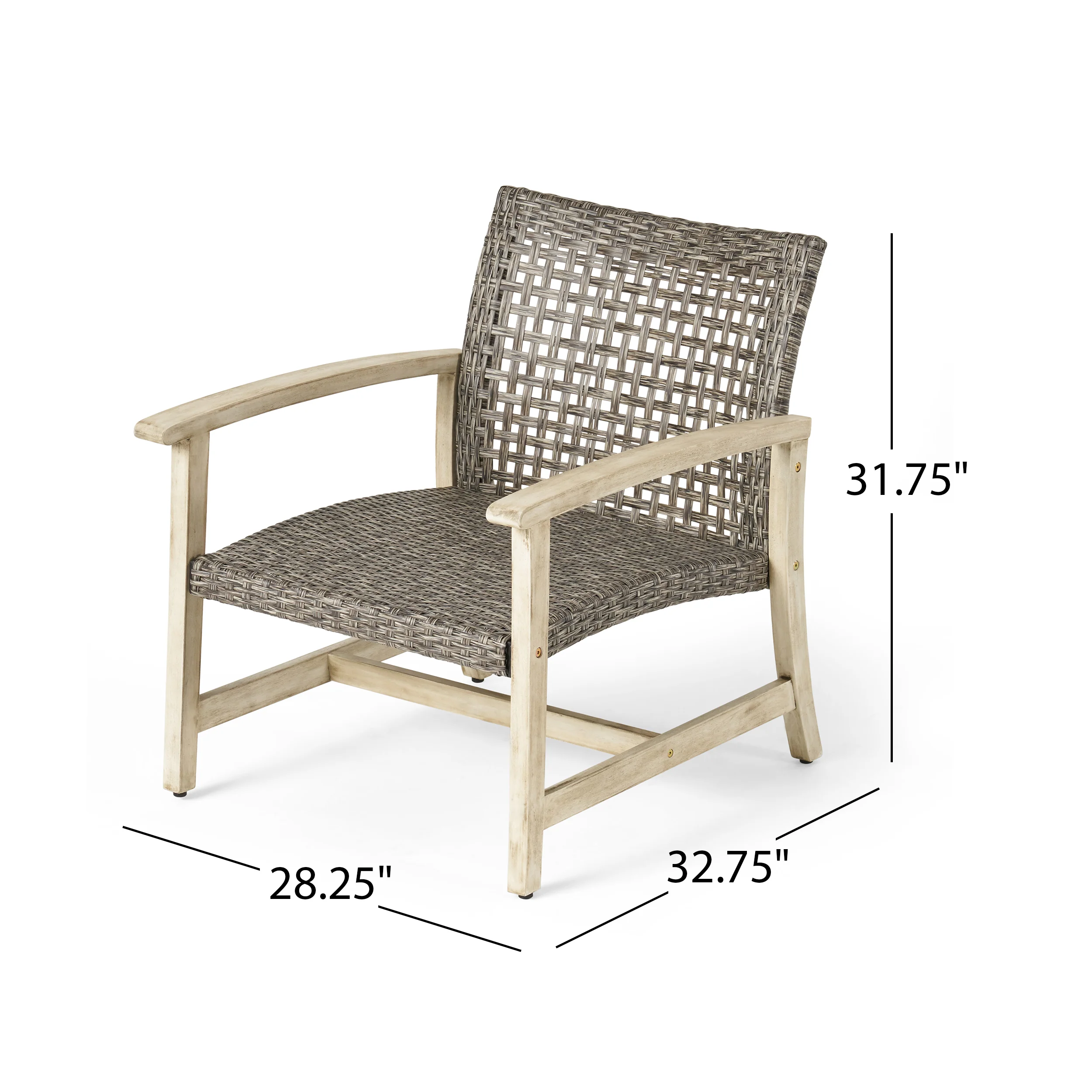 Carry Outdoor 5 Piece Wood and Wicker Club Chairs and Fire Pit Set - furnishings