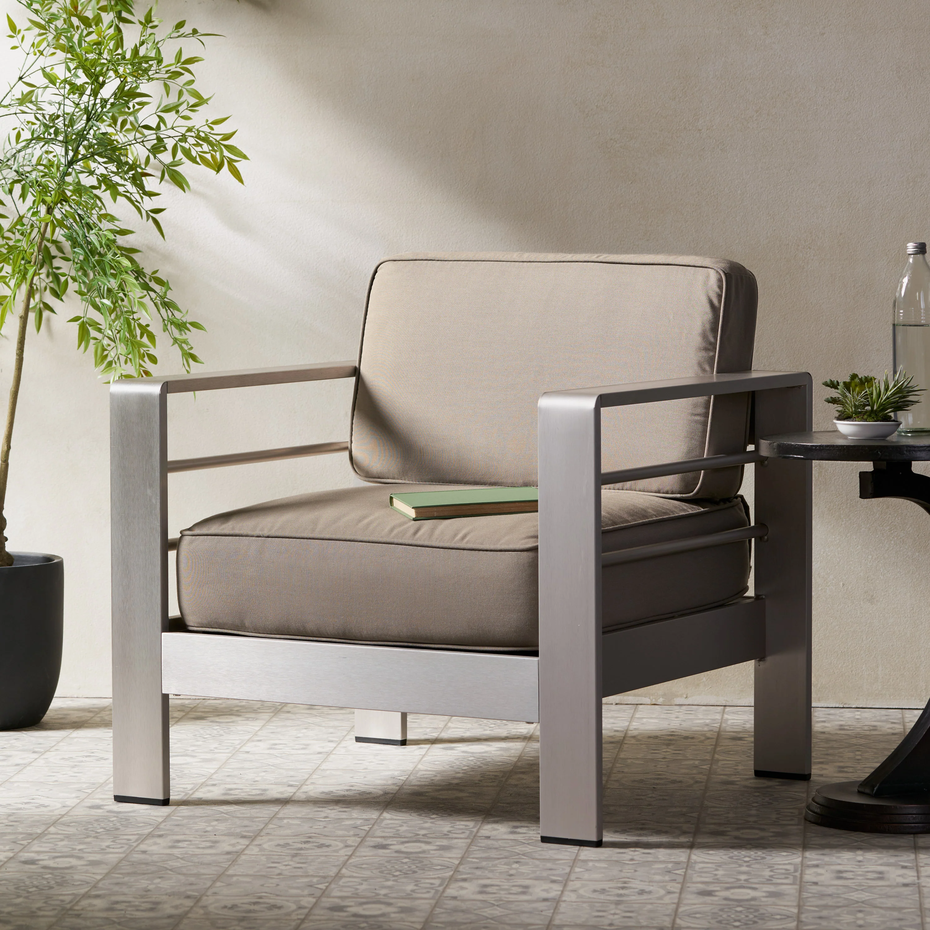 Crested Bay Outdoor Aluminum Club Chair with Optional Sunbrella Cushions - furnishings