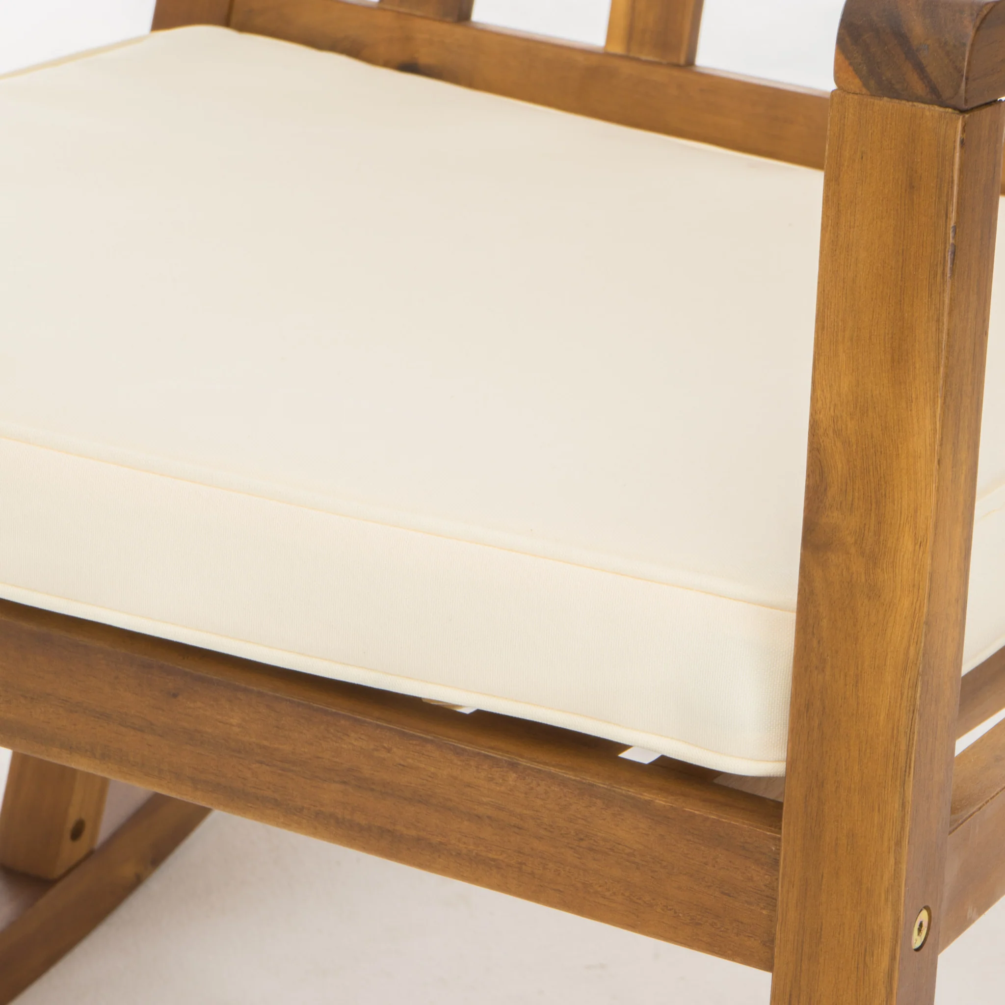 Noble Outdoor Geometric Teak Acacia Wood Rocking Chair with Accent Table - furnishings