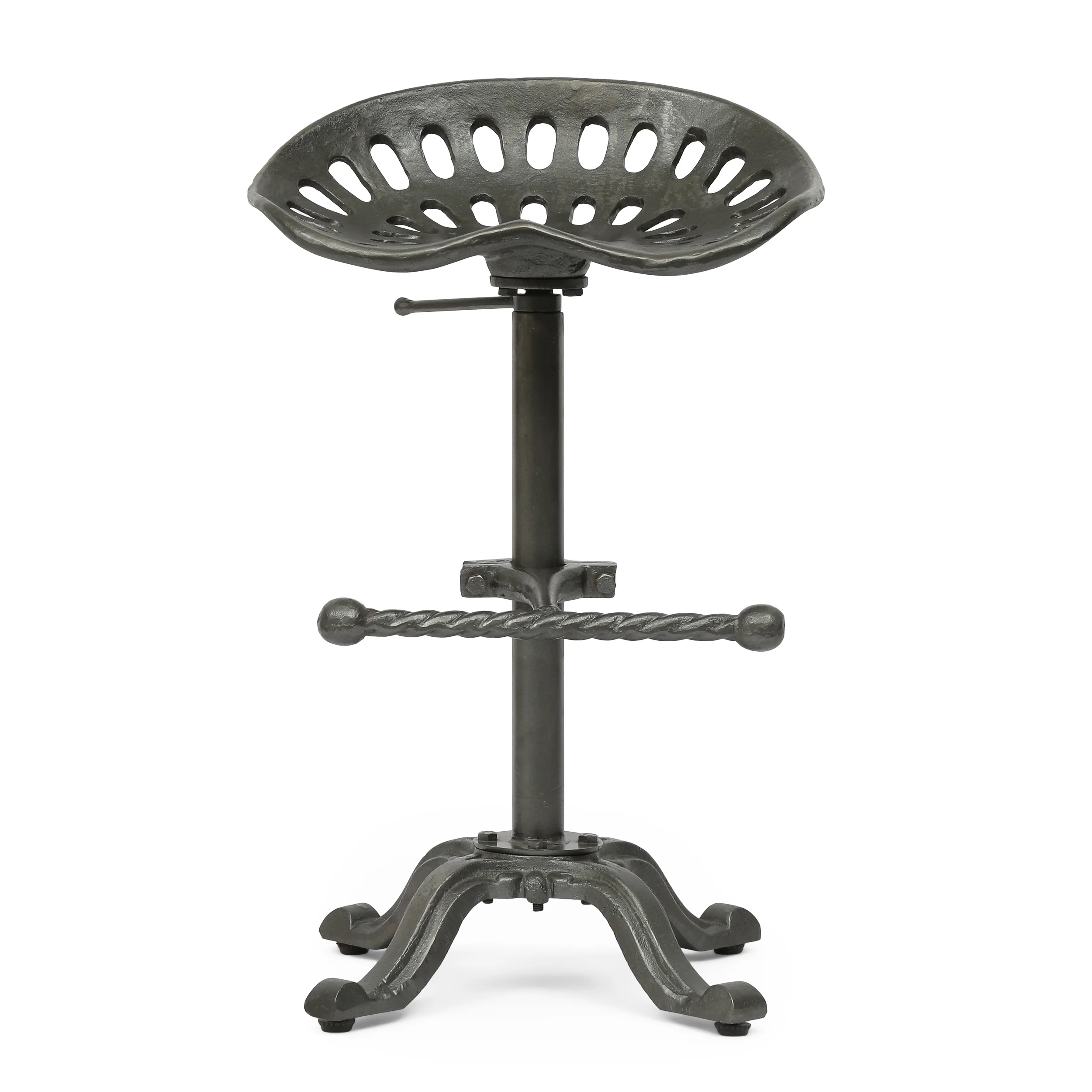 Laymon Industrial Handcrafted Cast Iron Saddle Seat Barstool - furnishings