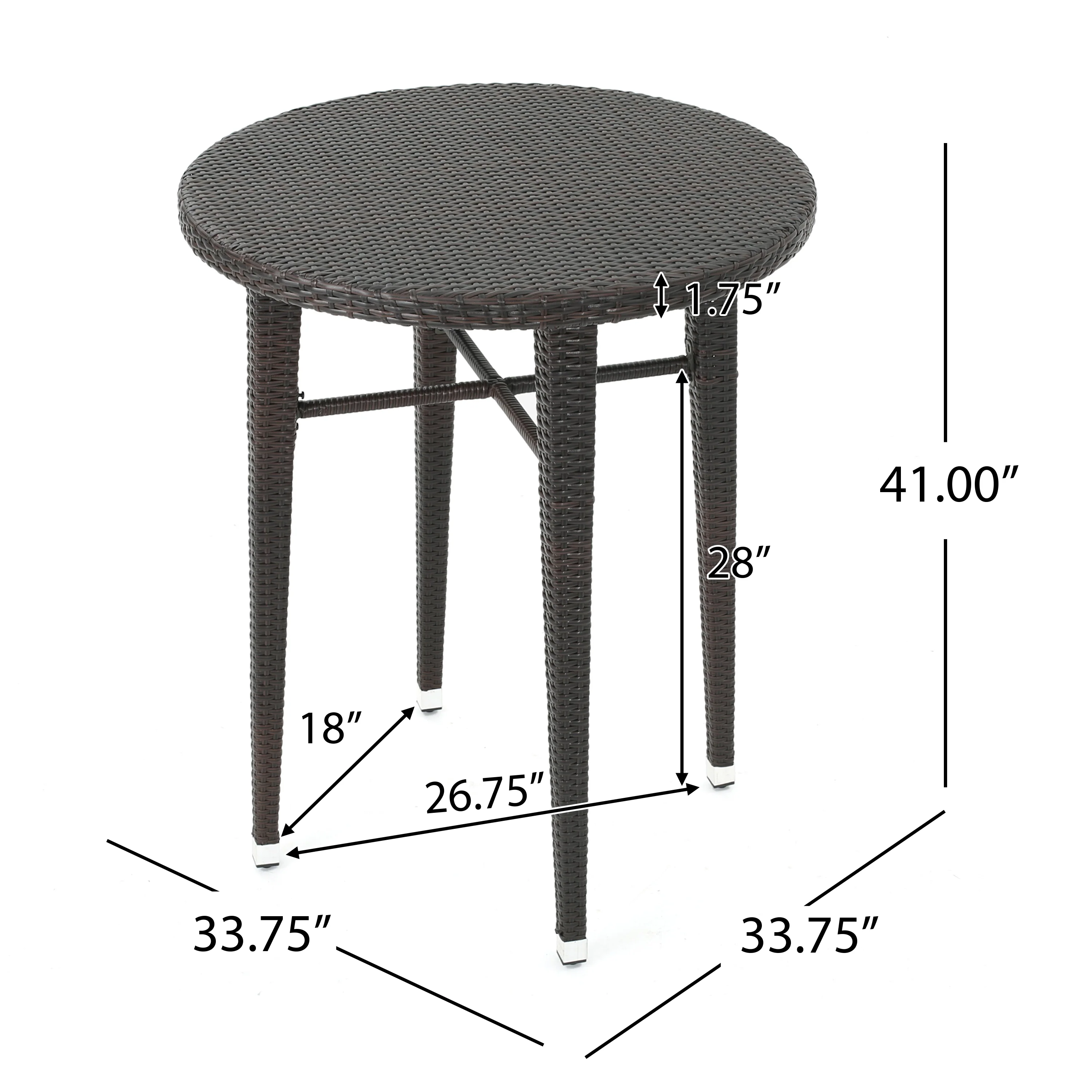 Dom Outdoor 32.5 Inch Round Multi-brown Wicker Bar Table - furnishings