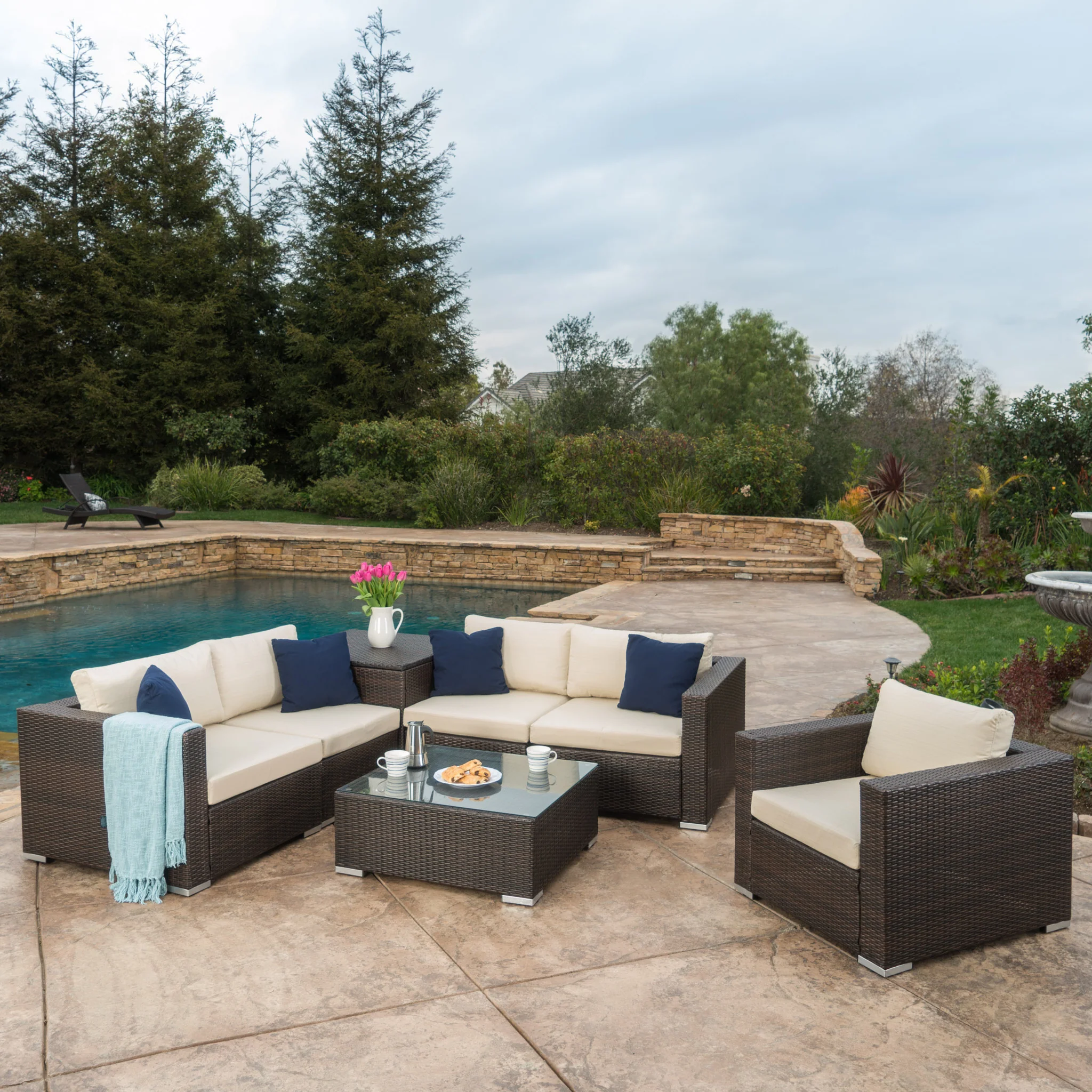 Francisco 7pc Outdoor Sectional Sofa Set w/ Cushions - furnishings