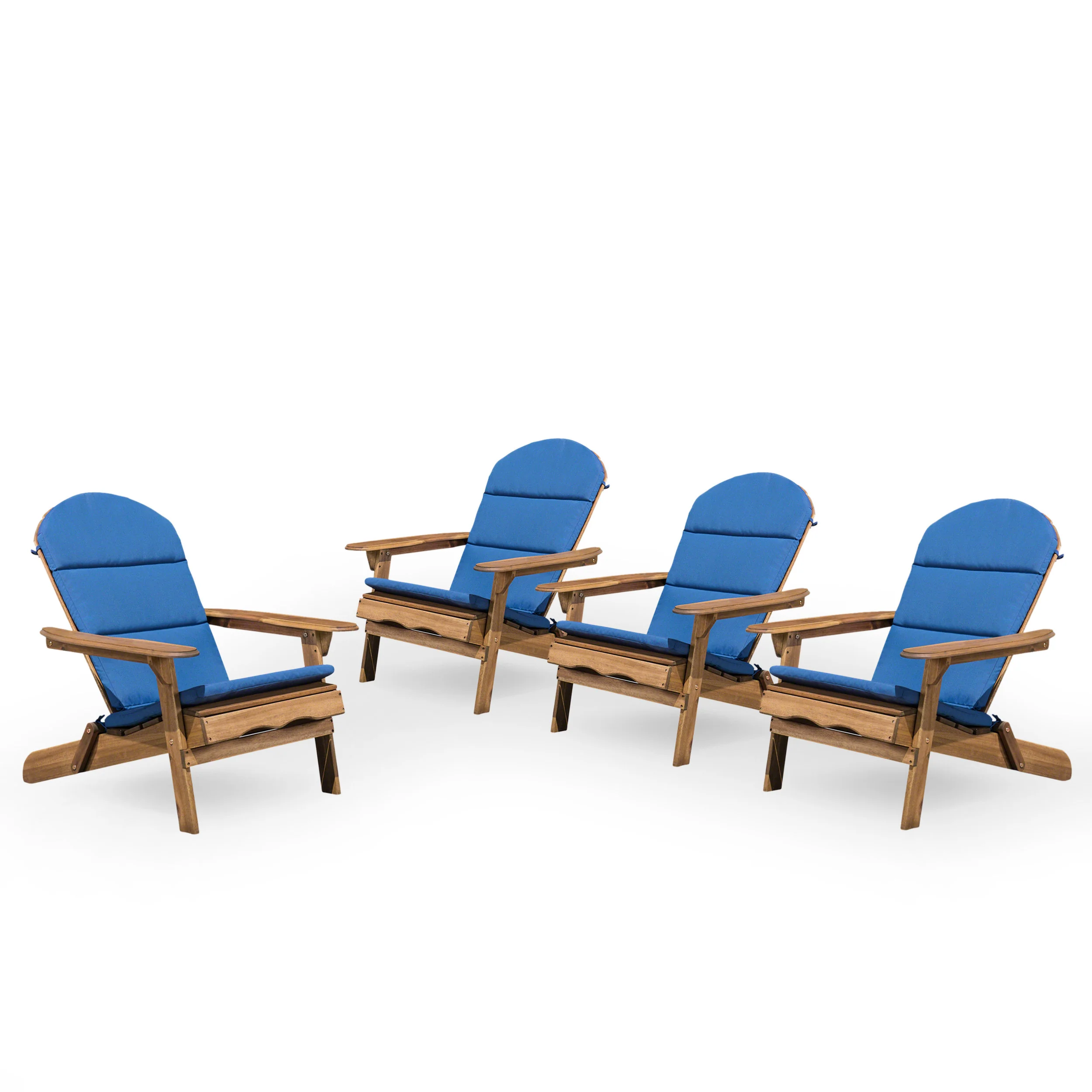 Amenda Outdoor Acacia Wood Folding Adirondack Chairs with Cushions - furnishings