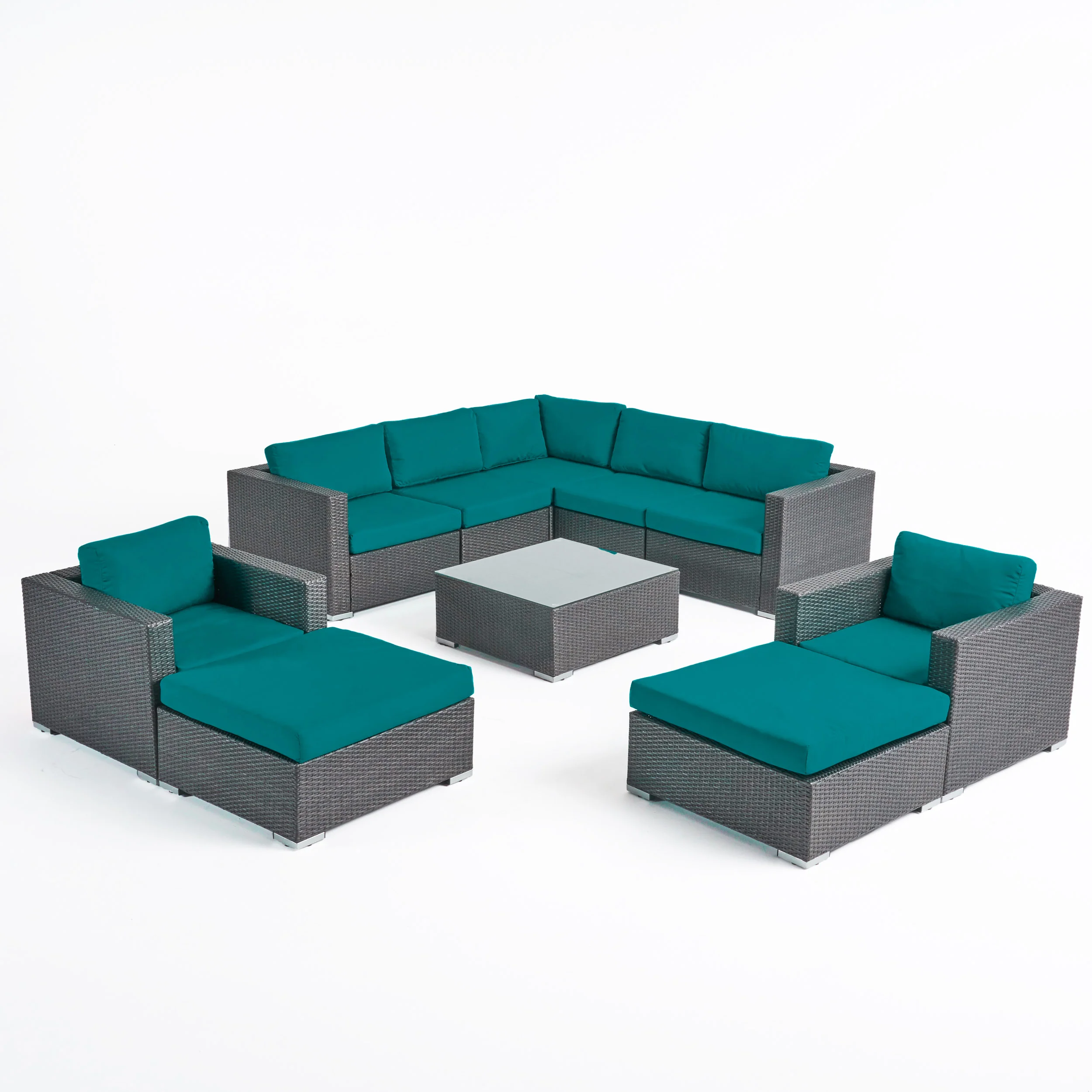 Kyra Outdoor 7 Seater Wicker Sectional Sofa Set with Sunbrella Cushions - furnishings