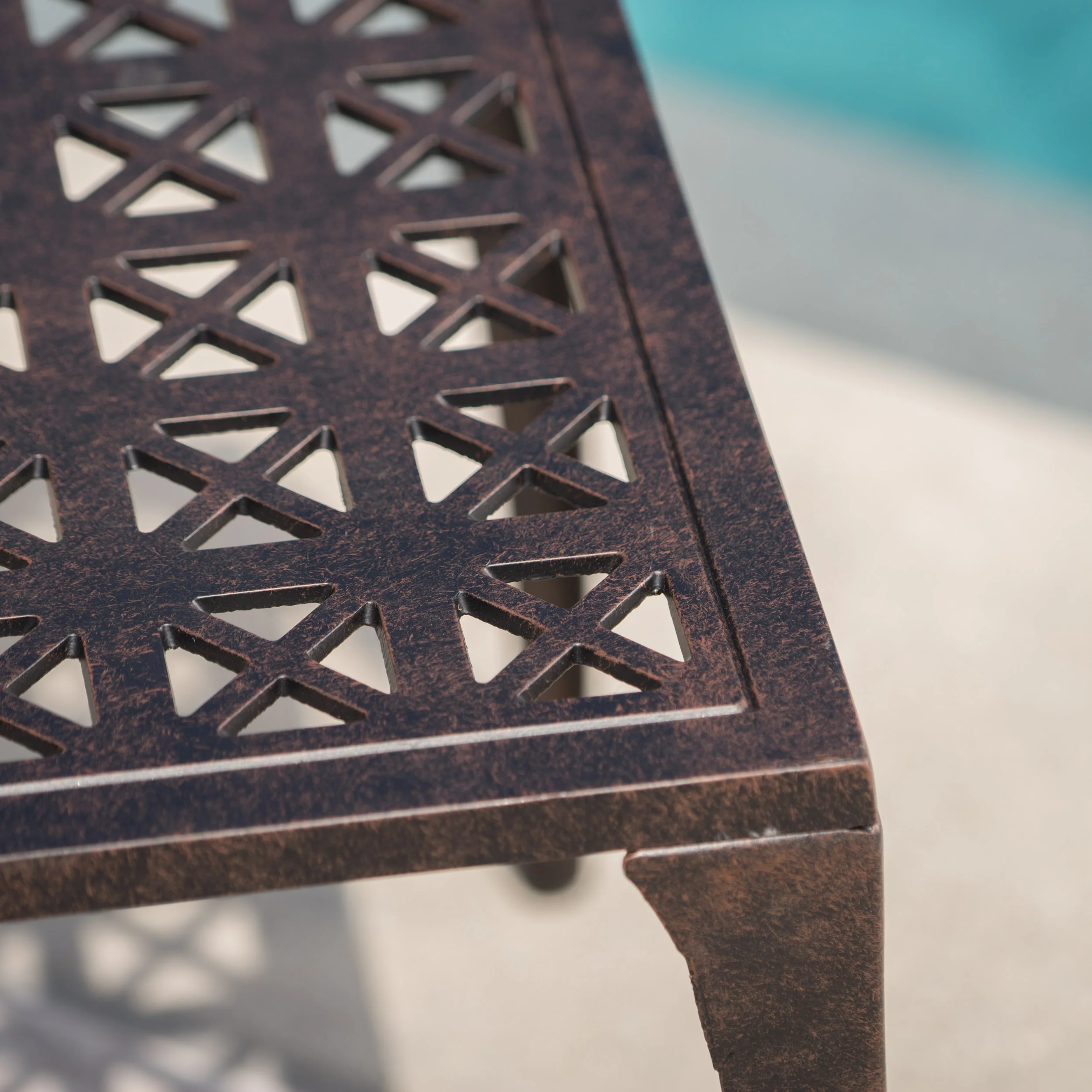 Kata Outdoor 3 Piece Bronze Finished Cast Aluminum Chat Set - furnishings