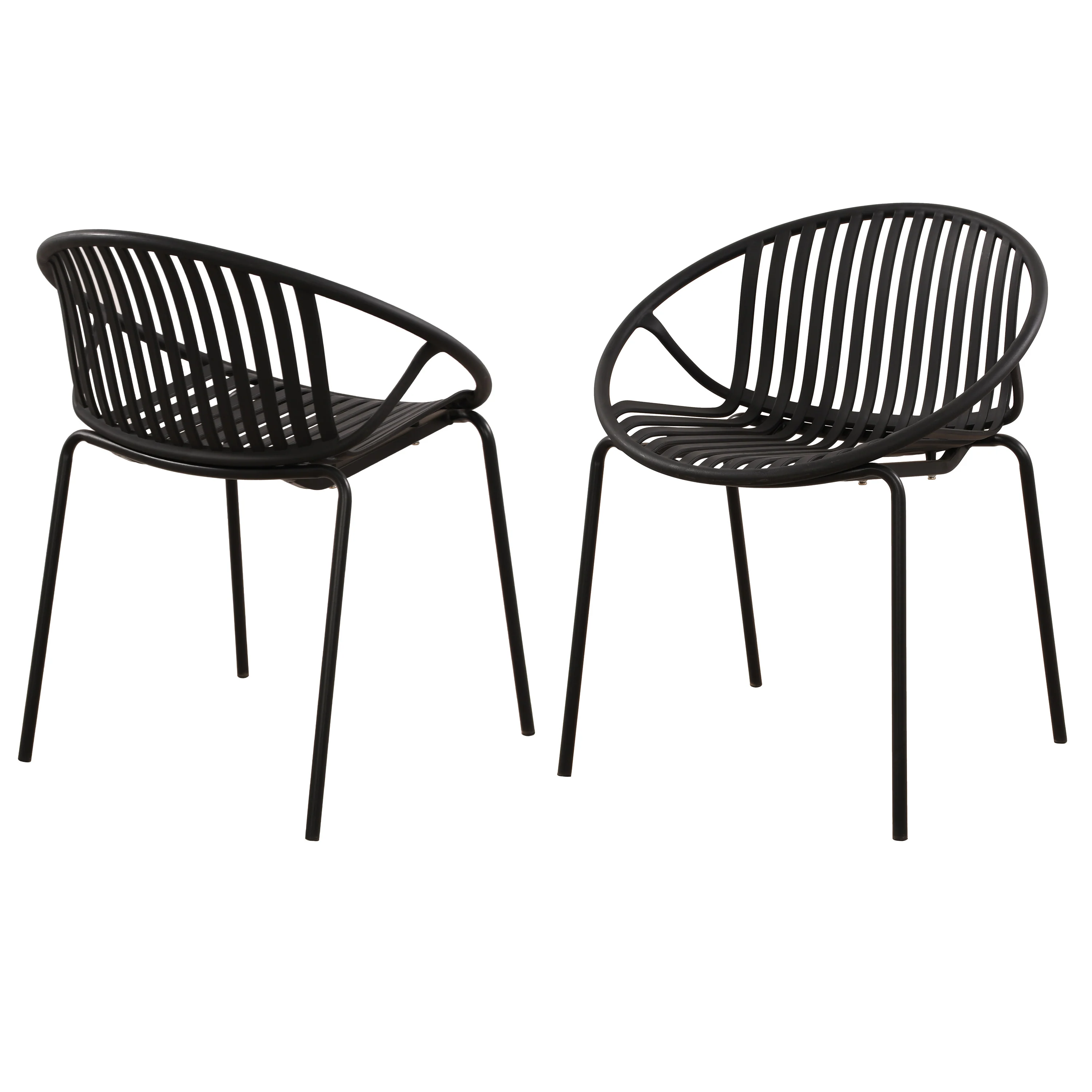 Hespera Patio Dining Chairs with Metal Legs & Breathable Plastic Backrest - furnishings
