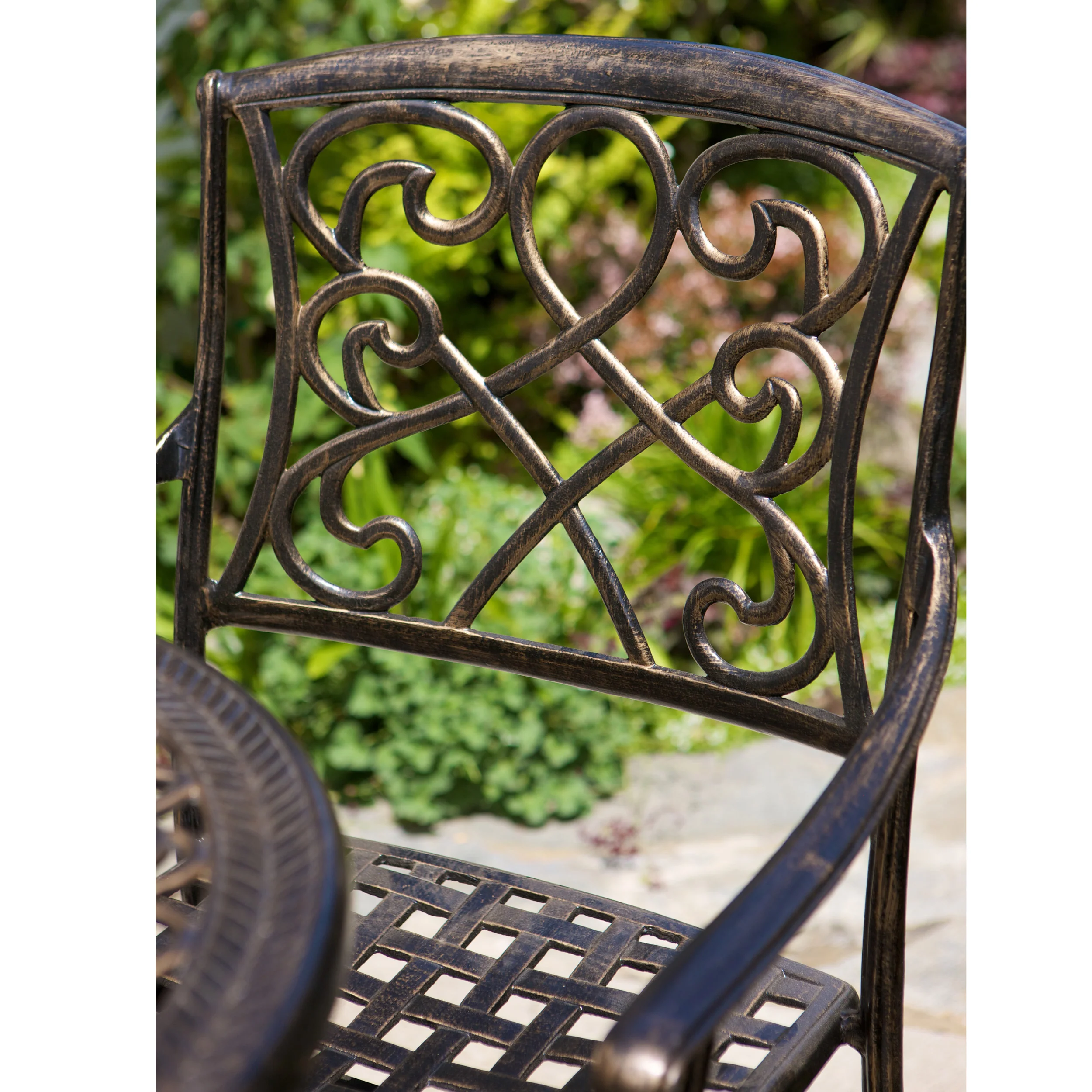 Paris Outdoor 3pc Copper Cast Aluminum Bistro Set - furnishings