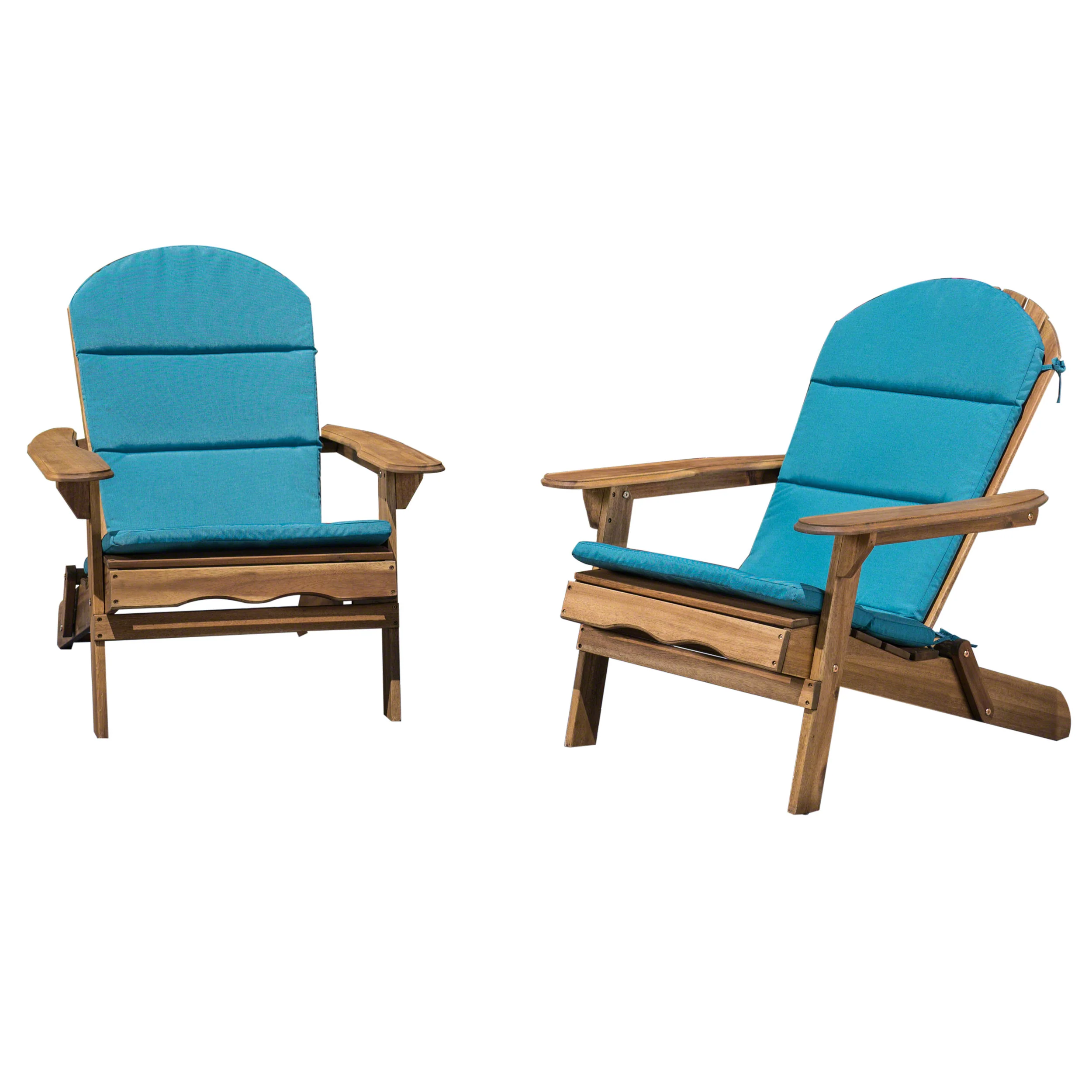 Amenda Outdoor Acacia Wood Folding Adirondack Chairs with Cushions - furnishings