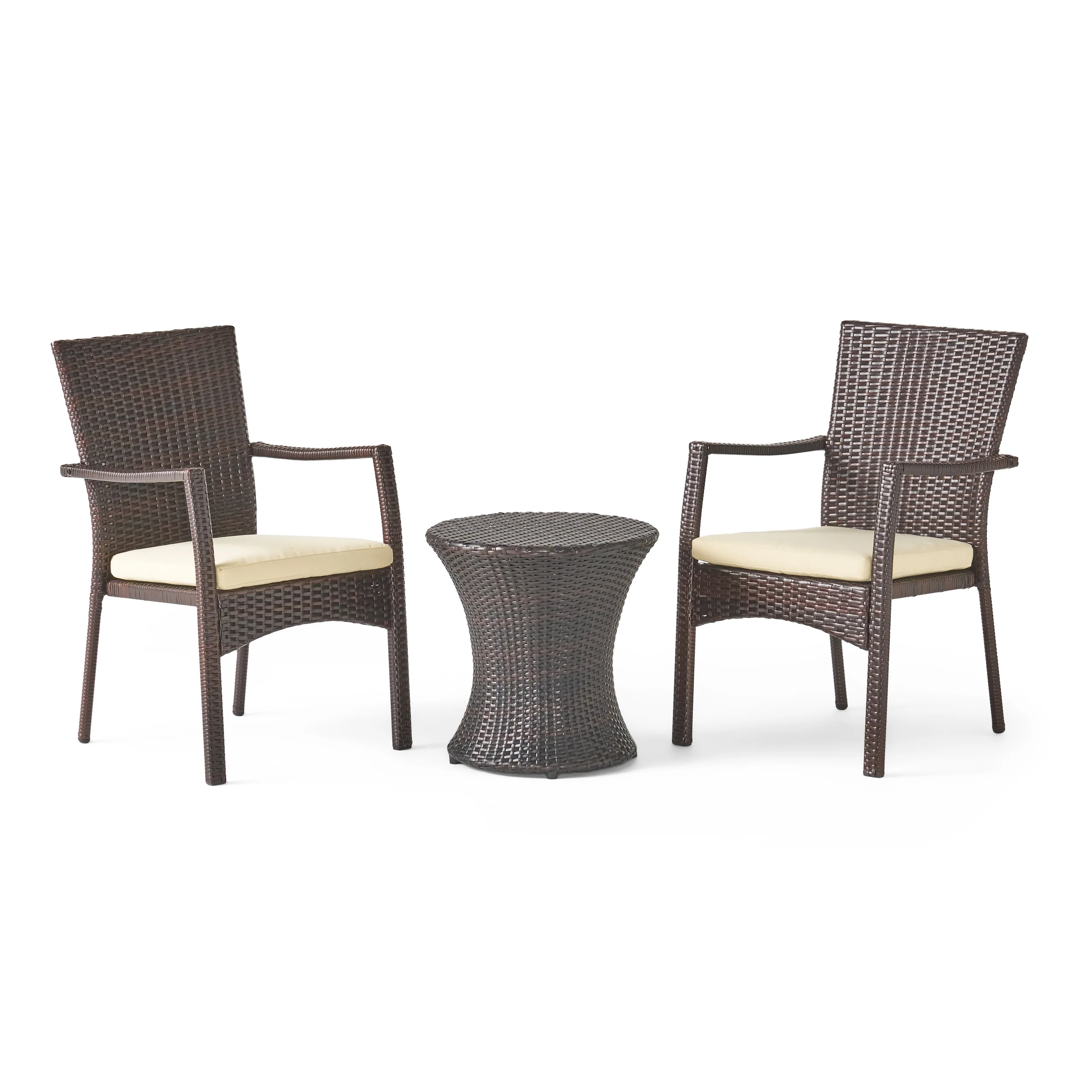 Mission Bay Outdoor Brown Wicker 3 Piece Chat Set - furnishings