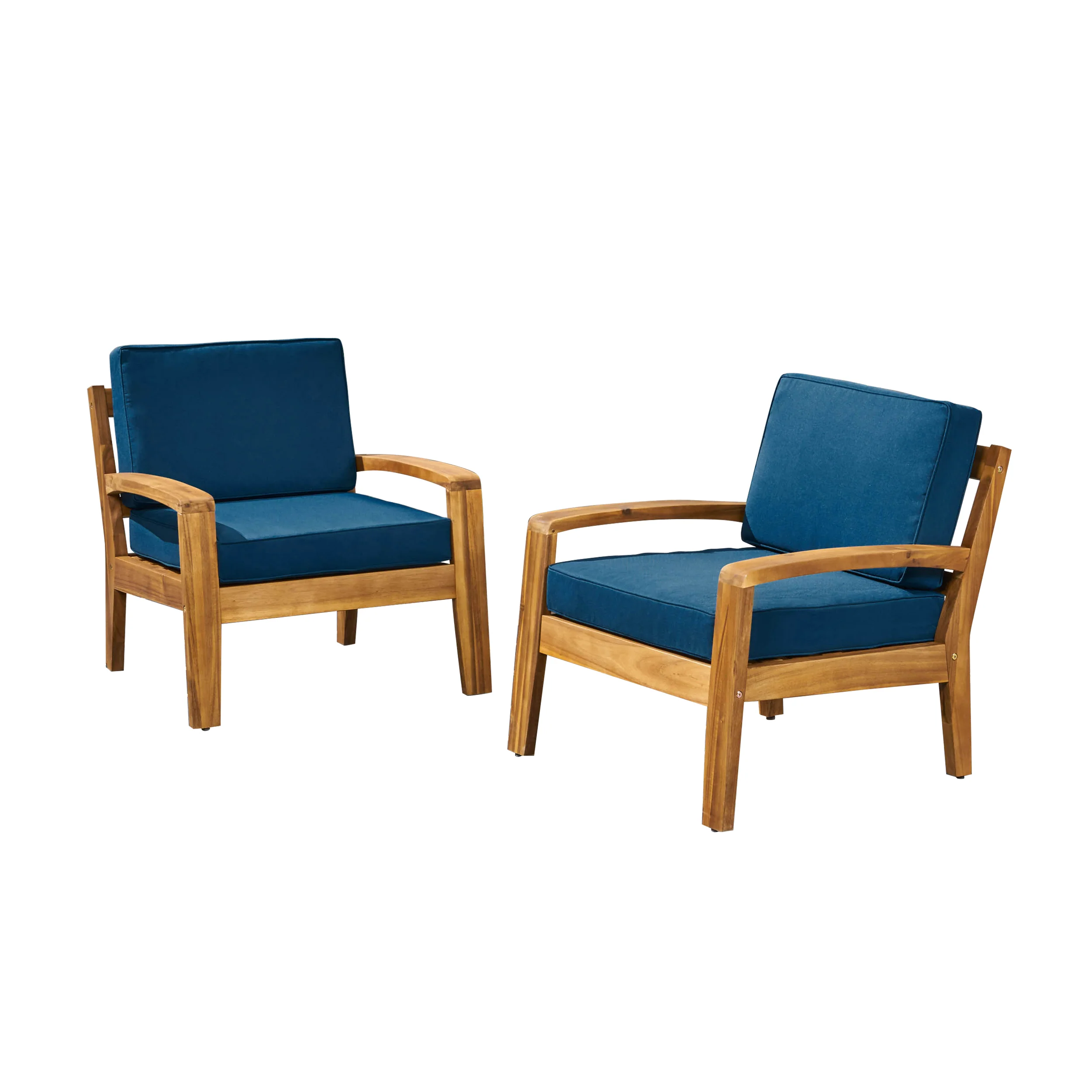 Parma Outdoor Acacia Wood Club Chairs with Cushions - furnishings